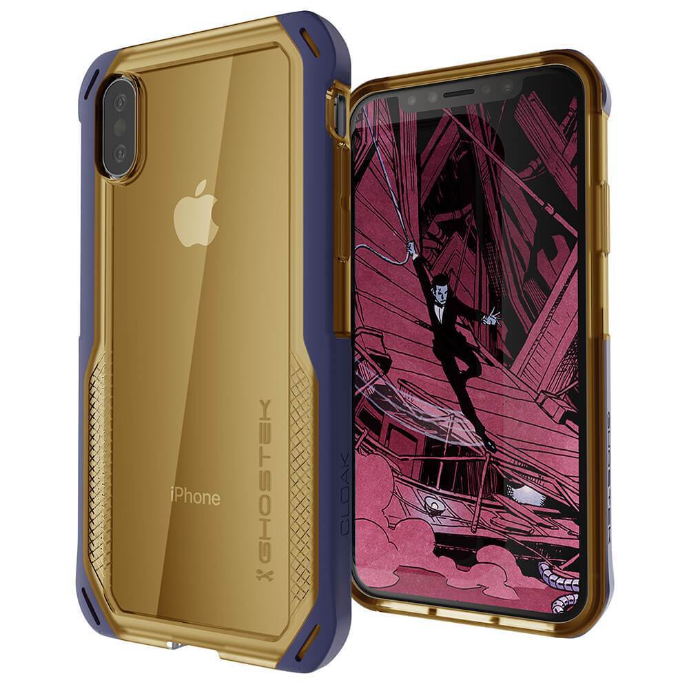 Capa para iPhone Xs Max, Ghostek Cloak 4 Series para iPhone Xs Max / Capa para iPhone Pro | AZUL-DOURADO