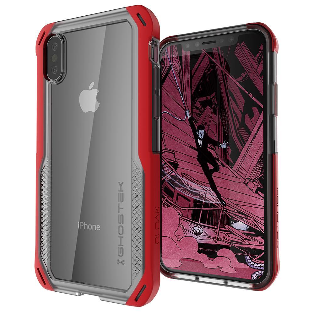 Capa para iPhone Xs Max, Ghostek Cloak 4 Series para iPhone Xs Max / Capa iPhone Pro | VERMELHO-TRANSPARENTE