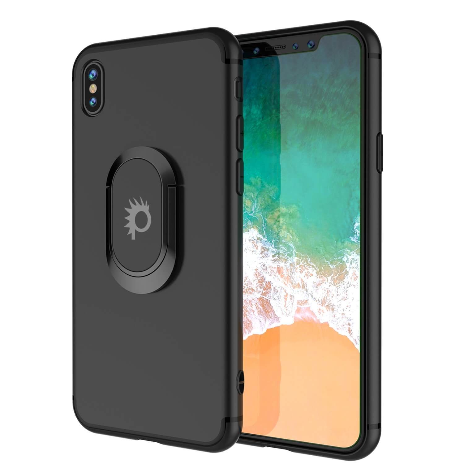 Capa iPhone XS, Punkcase Magnetix TPU protetora com suporte, protetor de tela de vidro temperado [preto]