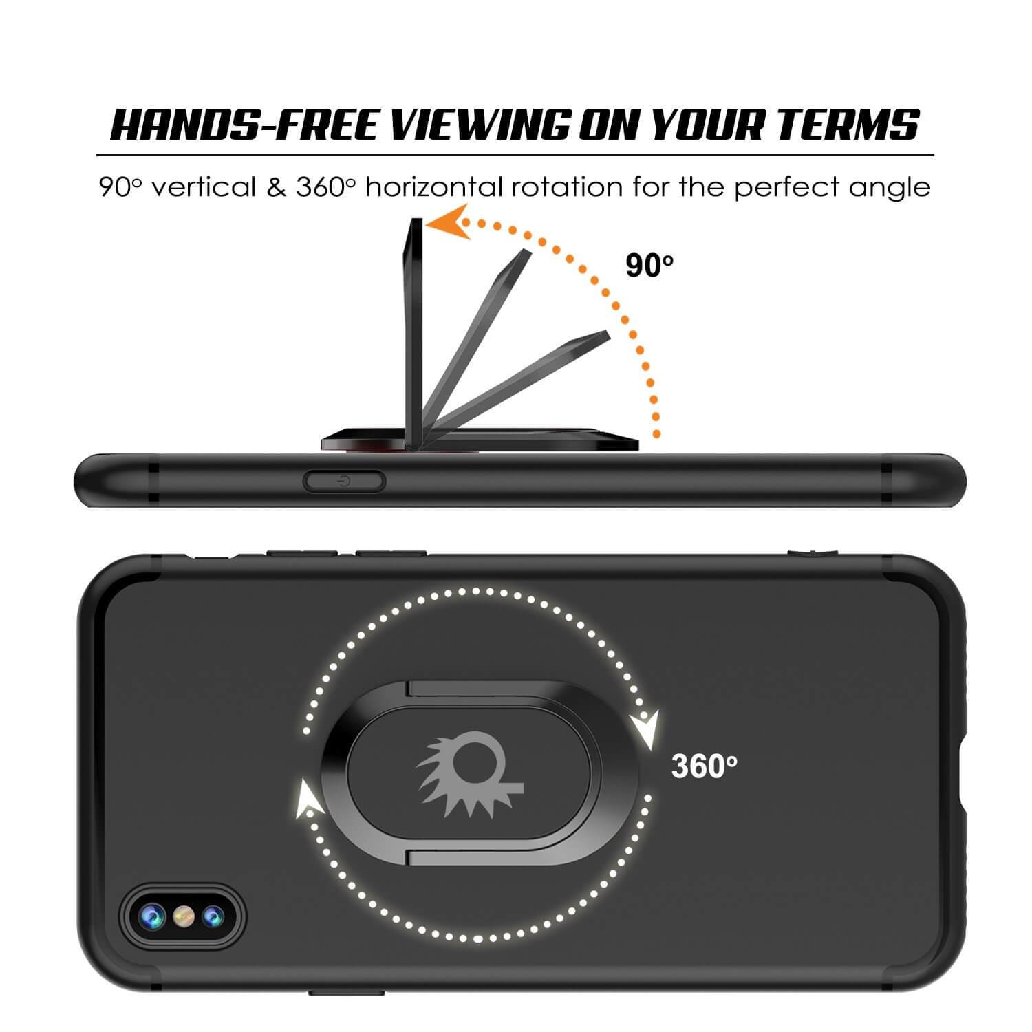 iPhone XS Case, Punkcase Magnetix Protective TPU Cover W/ Kickstand, Tempered Glass Screen Protector [Black] 