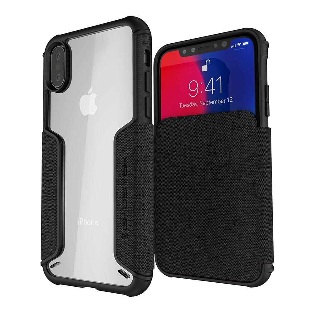 Capa para iPhone Xs Max, série Ghostek Exec 3 para iPhone Xs Max / iPhone Pro Capa de carteira protetora [PRETO]