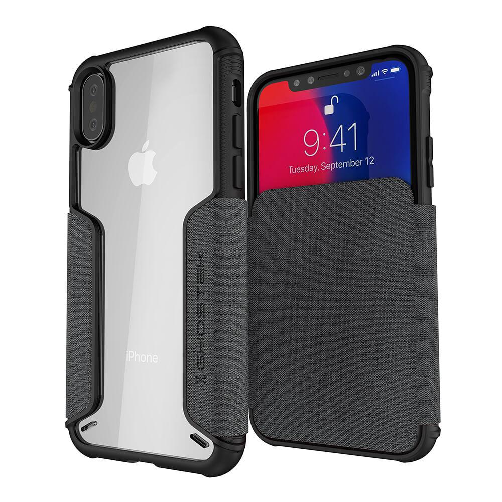 Capa para iPhone Xs, Ghostek Exec 3 Series para iPhone Xs / iPhone Pro Capa protetora com carteira [Cinza]