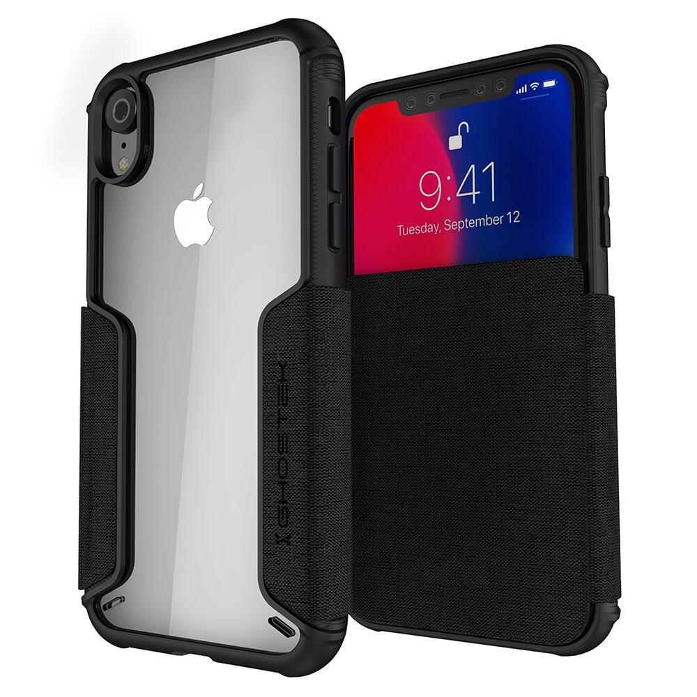 Capa para iPhone Xr, série Ghostek Exec 3 para iPhone Xr / iPhone Pro. Capa protetora de carteira [PRETO]