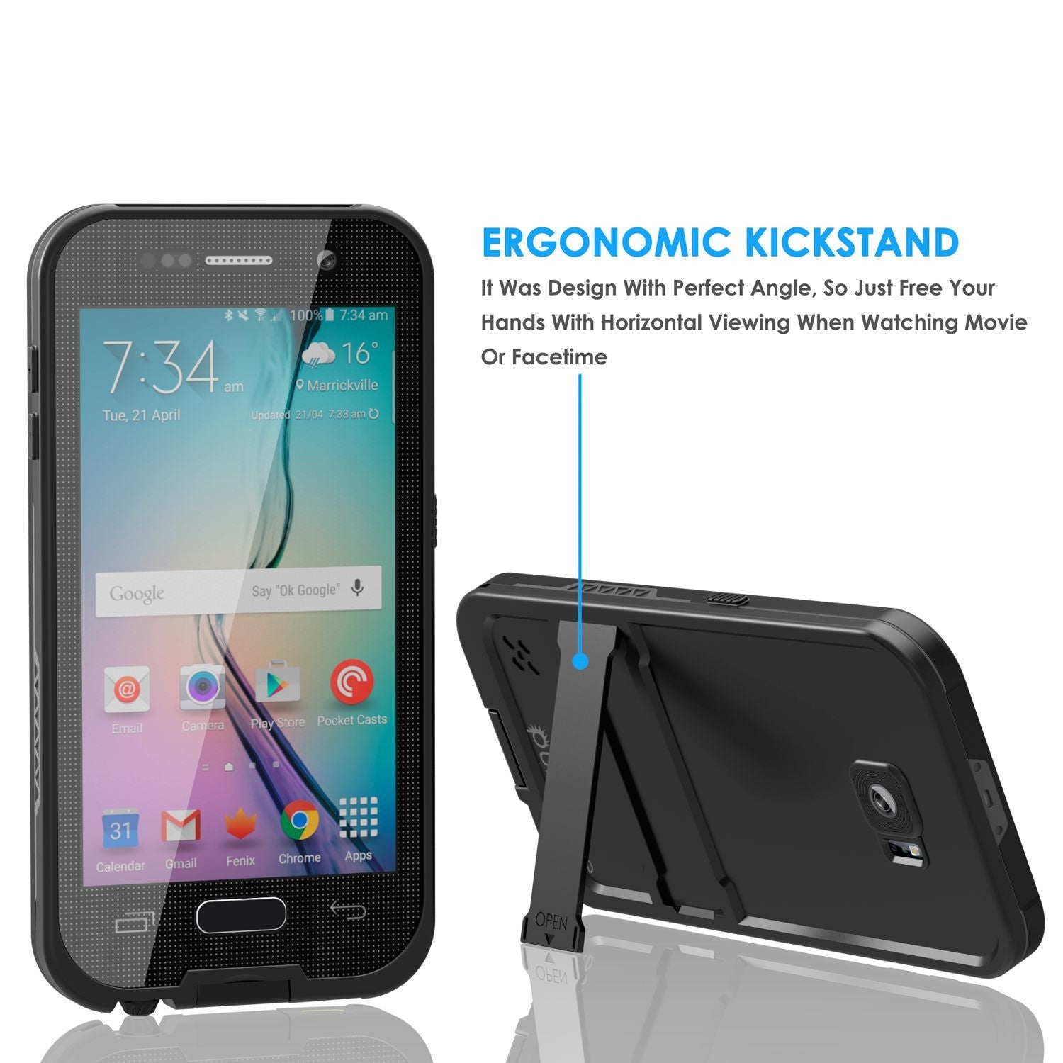 Galaxy S6 Waterproof Case, Punkcase SpikeStar Black Water/Shock/Dirt/Snow Proof | Lifetime Warranty (Color in image: teal)