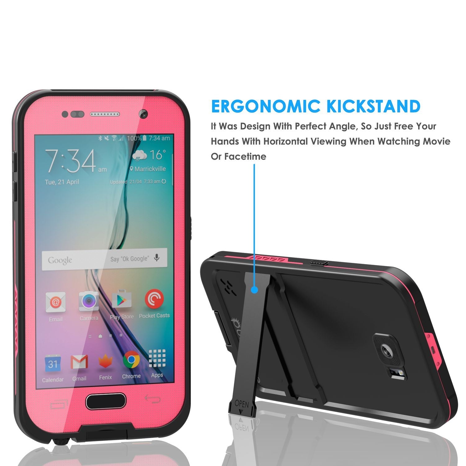 Galaxy S6 Waterproof Case, Punkcase SpikeStar Pink Water/Shock/Dirt/Snow Proof | Lifetime Warranty (Color in image: teal)