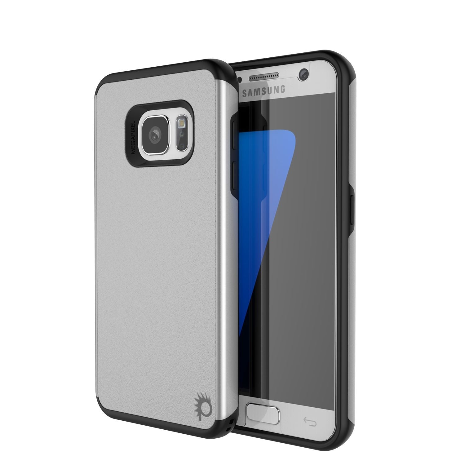Capa Galaxy S7 PunkCase prateada galáctica, capa protetora fina e resistente, com vidro temperado.