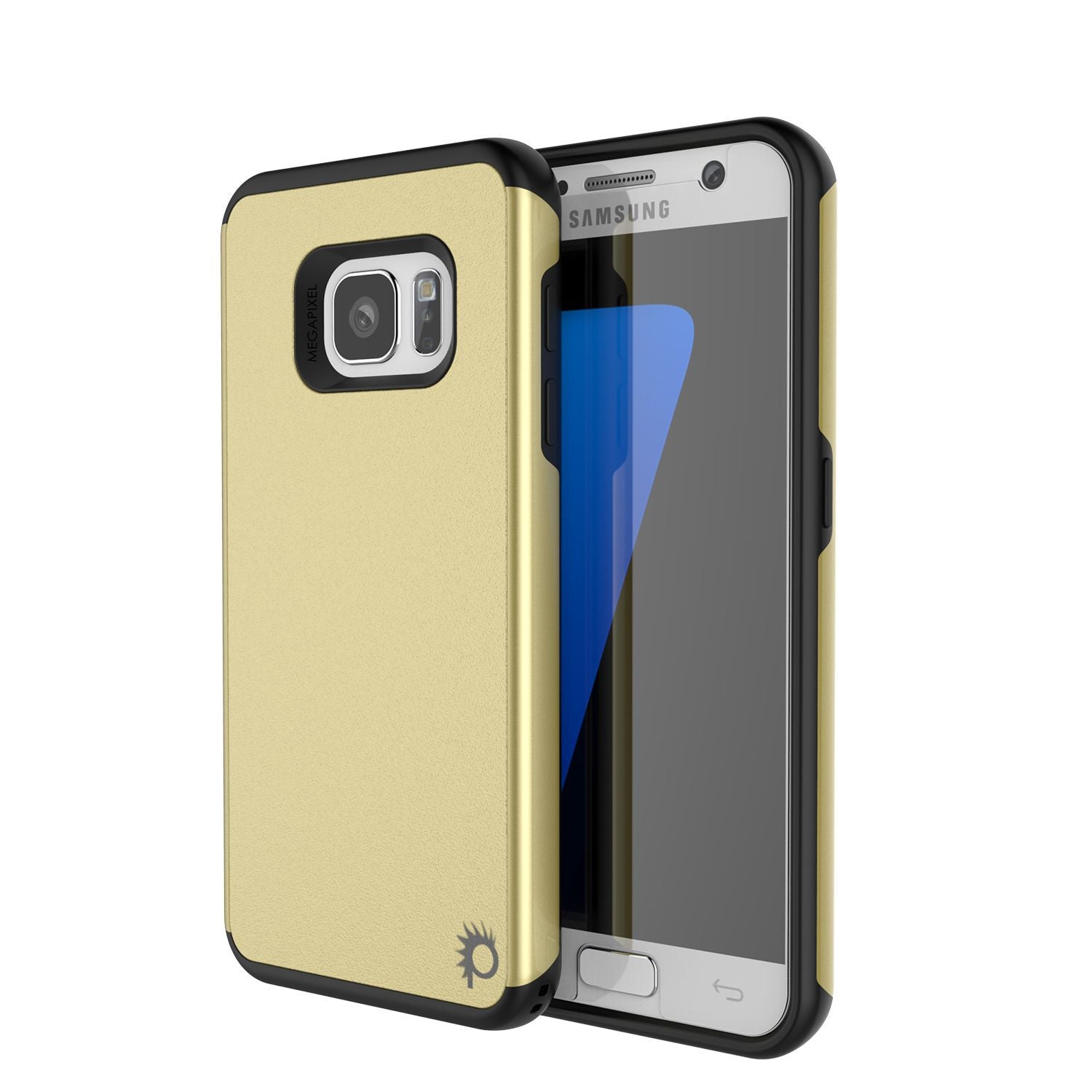 Capa Galaxy s7 PunkCase Galactic Gold Series Slim Armor Capa macia com vidro temperado