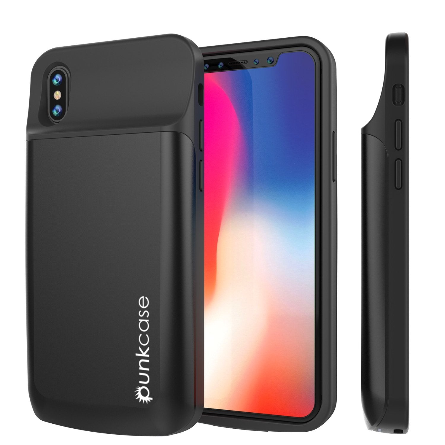 Capa de bateria para iPhone XR, PunkJuice 5000mAH Power Bank de Carregamento Rápido com Protetor de Tela | [Preto]