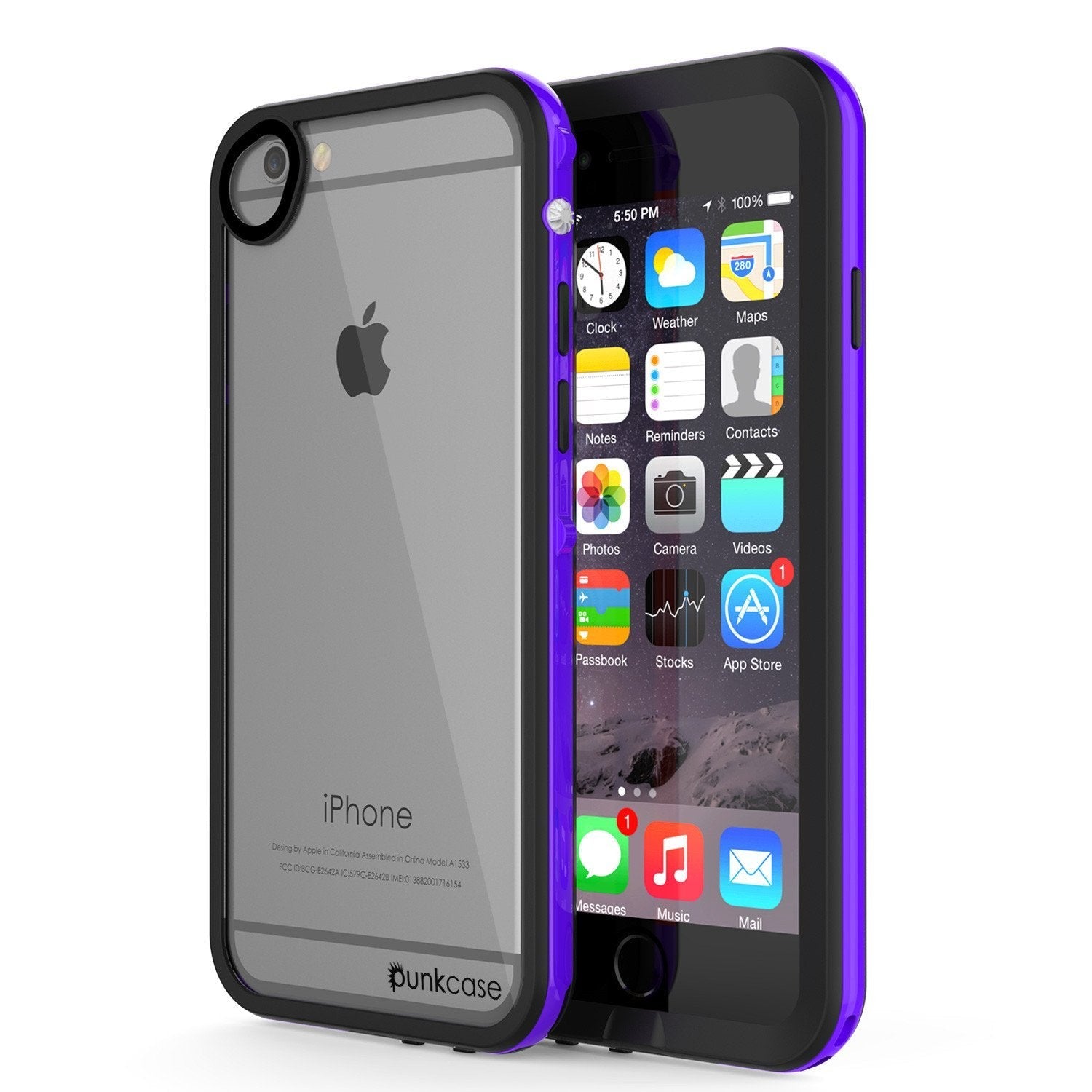 Apple iPhone 8 Waterproof Case, PUNKcase CRYSTAL 2.0 Purple W/ Attached Screen Protector  | Warranty (Color in image: Pink)