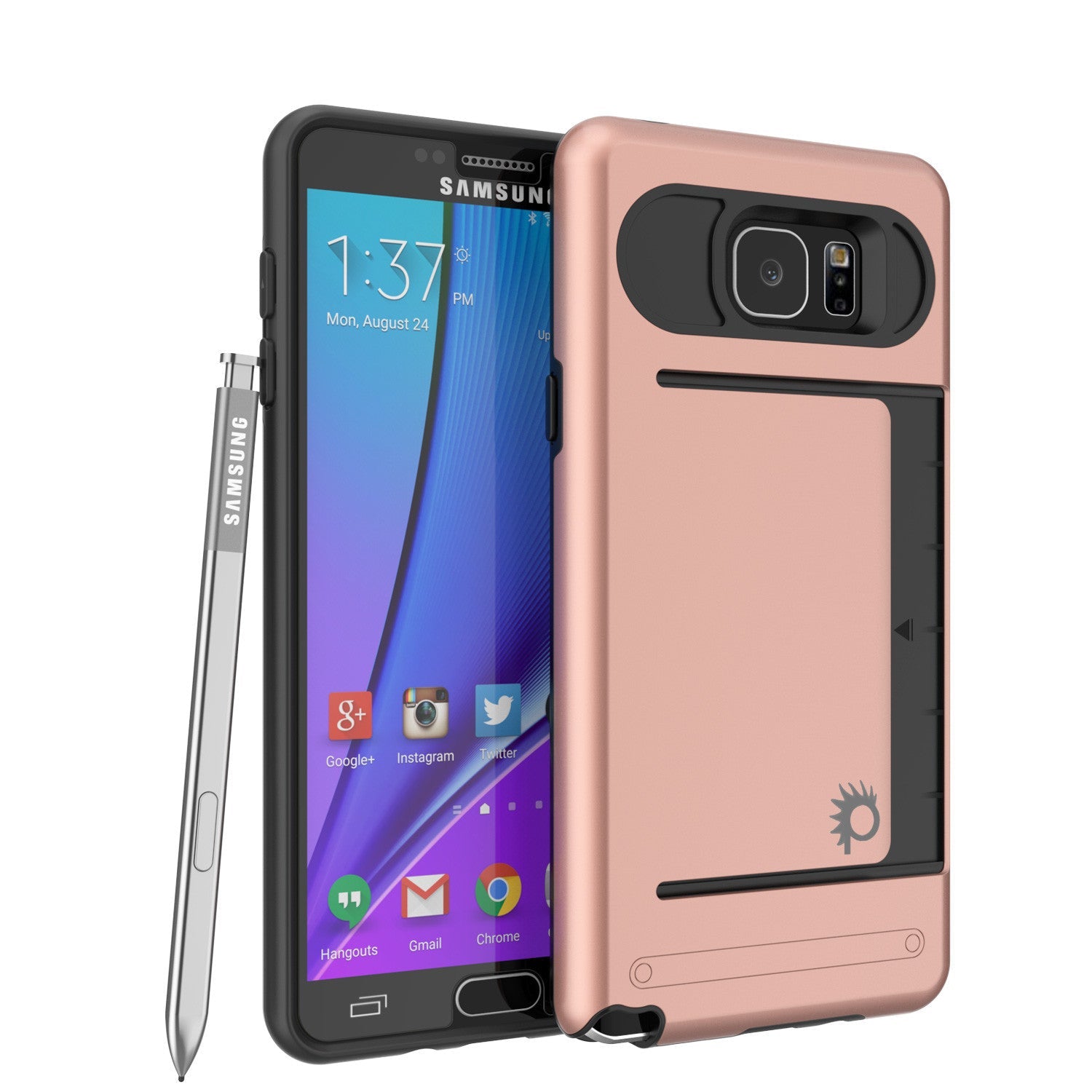 Capa PunkCase CLUTCH da série Rose Gold para Galaxy Note 5 Caixa de armadura fina com vidro temperado