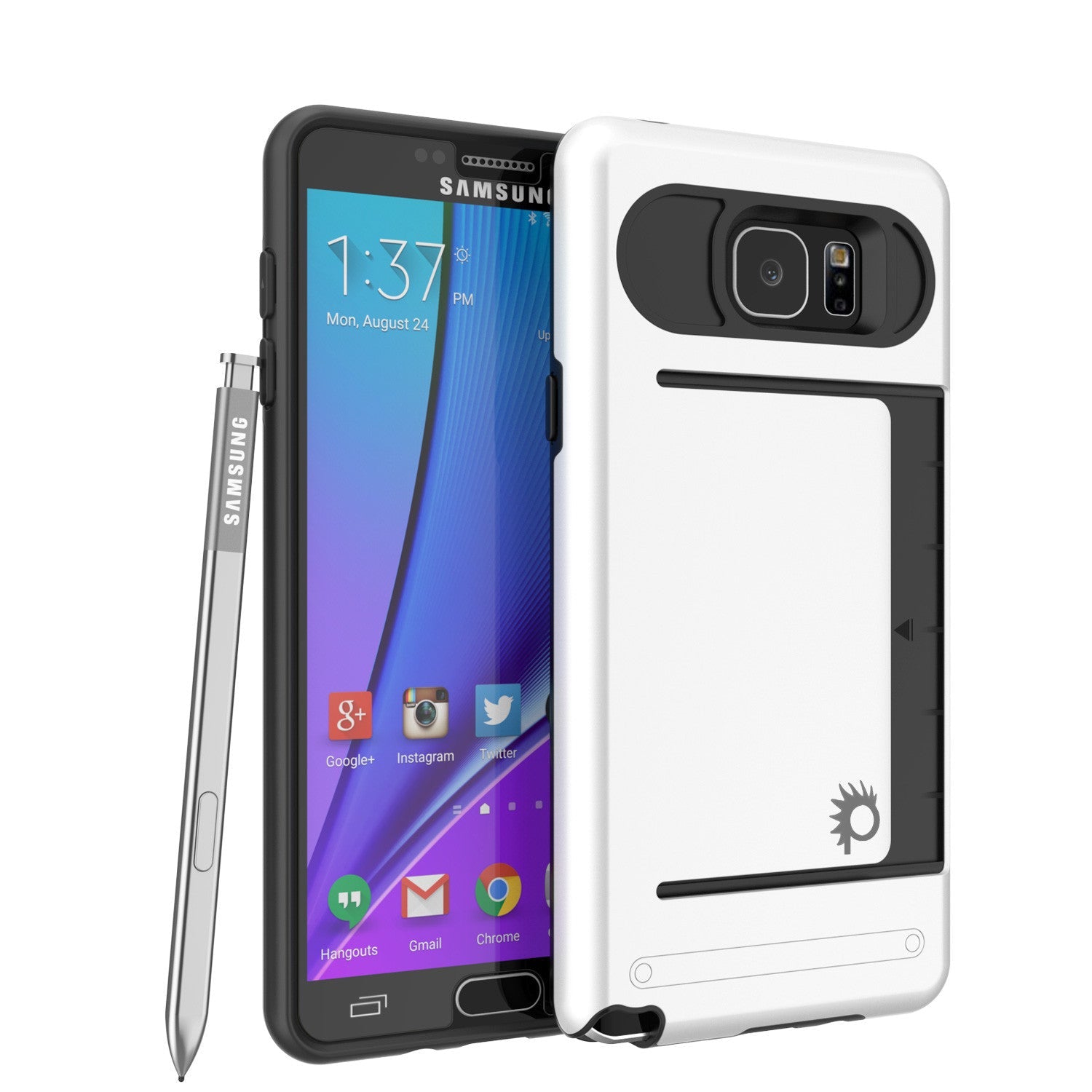 Capa para Galaxy Note 5 PunkCase CLUTCH Série Branca Capa de Armadura Fina Soft Cover com Vidro Temperado