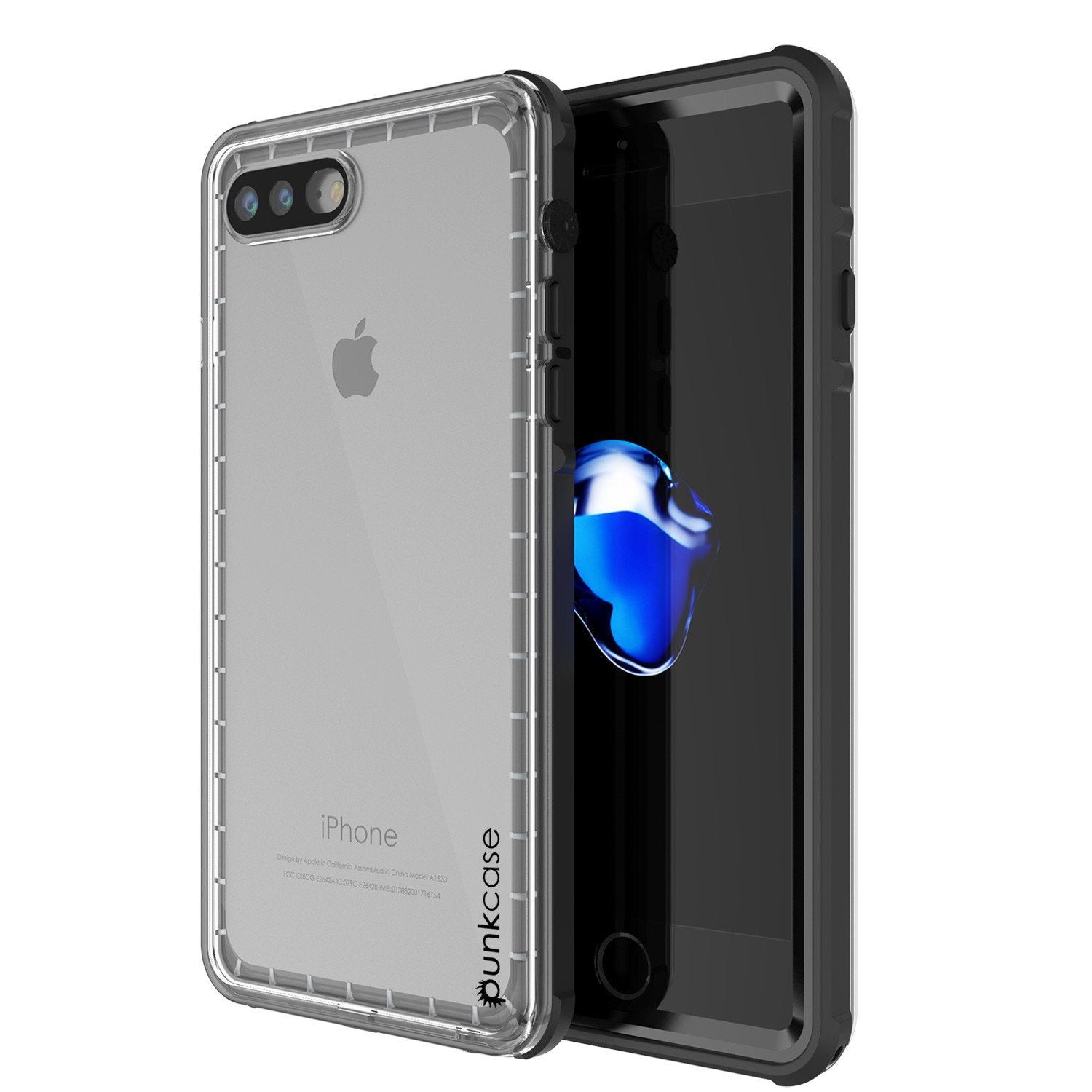 Capa à prova d'água para iPhone 8+ Plus, PUNKcase CRYSTAL Preta com Protetor de Tela Anexado | Garantia
