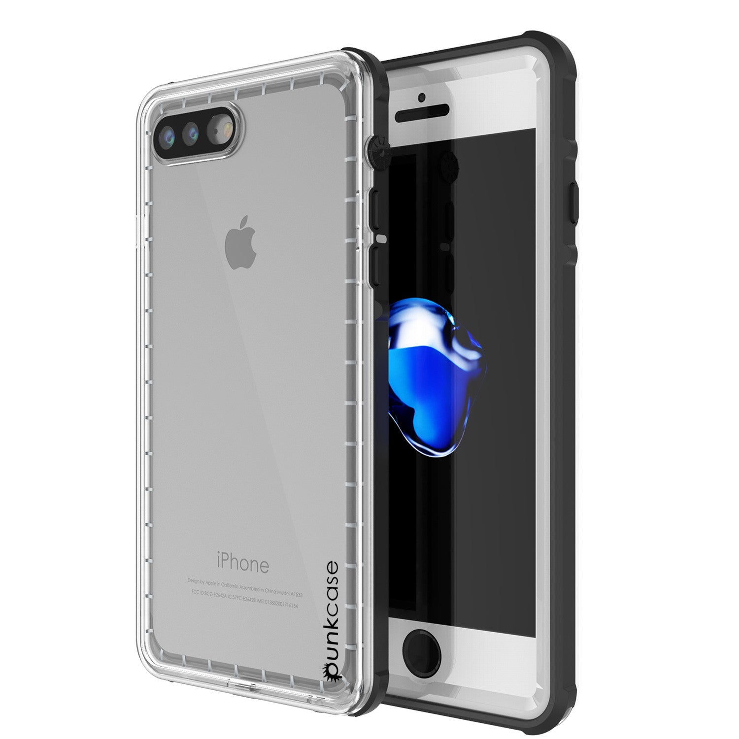 Capa à prova d'água iPhone 7+ Plus, PUNKcase CRYSTAL Branca com Protetor de Tela Incorporado | Garantia