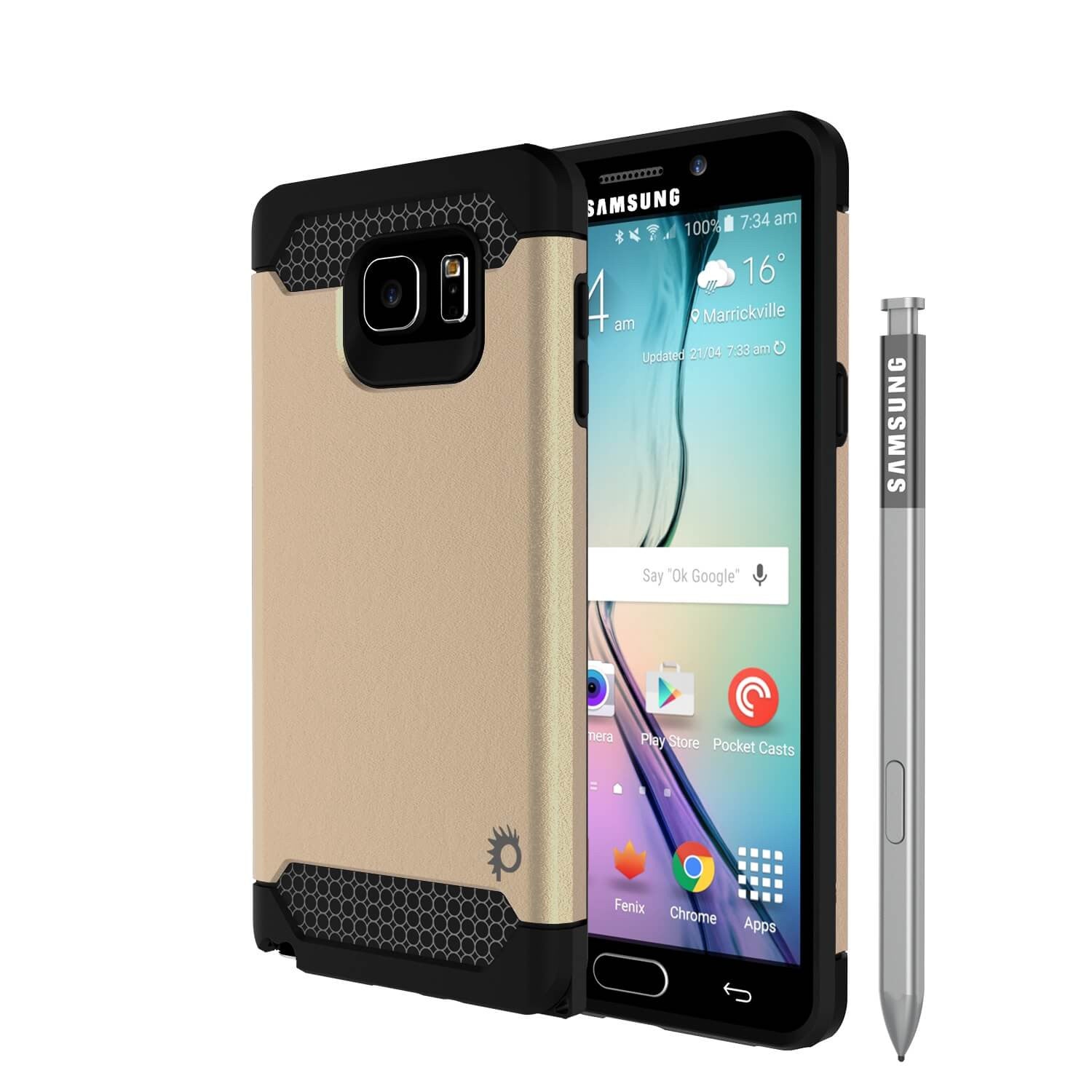 Capa Galaxy Note 5 PunkCase da Série Galactic Gold - Capa Resistente Fina Soft Armor com Vidro Temperado