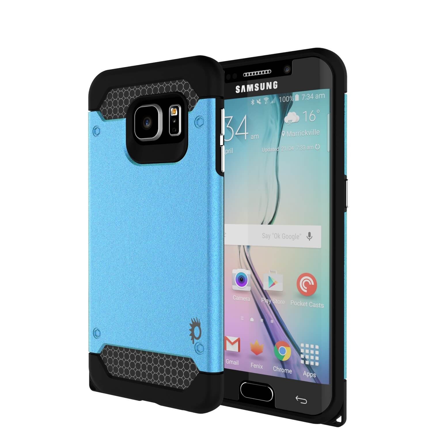 Capa Galaxy S6 Edge Plus PunkCase Galactic Teal Series Slim Armor Soft Cover com Protetor de Tela