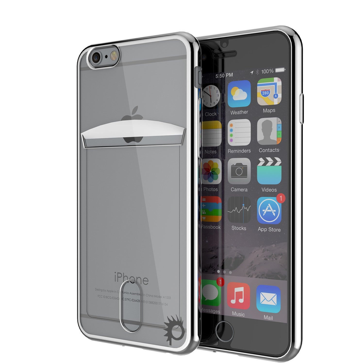 Capa para iPhone 6s+ Plus / 6+ Plus, série PUNKCASE® LUCID Silver | Slot para Cartão | Protetor de Tela SHIELD