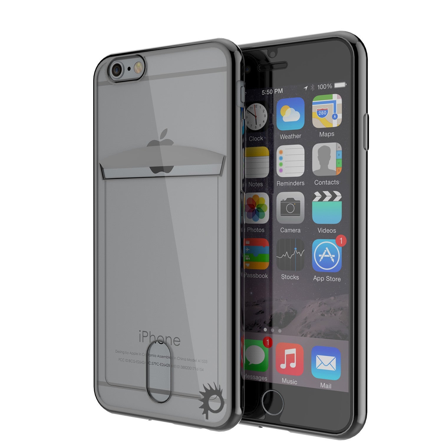 Capa iPhone 6s+ Plus/6+ Plus, Série Preta PUNKCASE® LUCID | Slot para Cartão | Protetor de Tela SHIELD