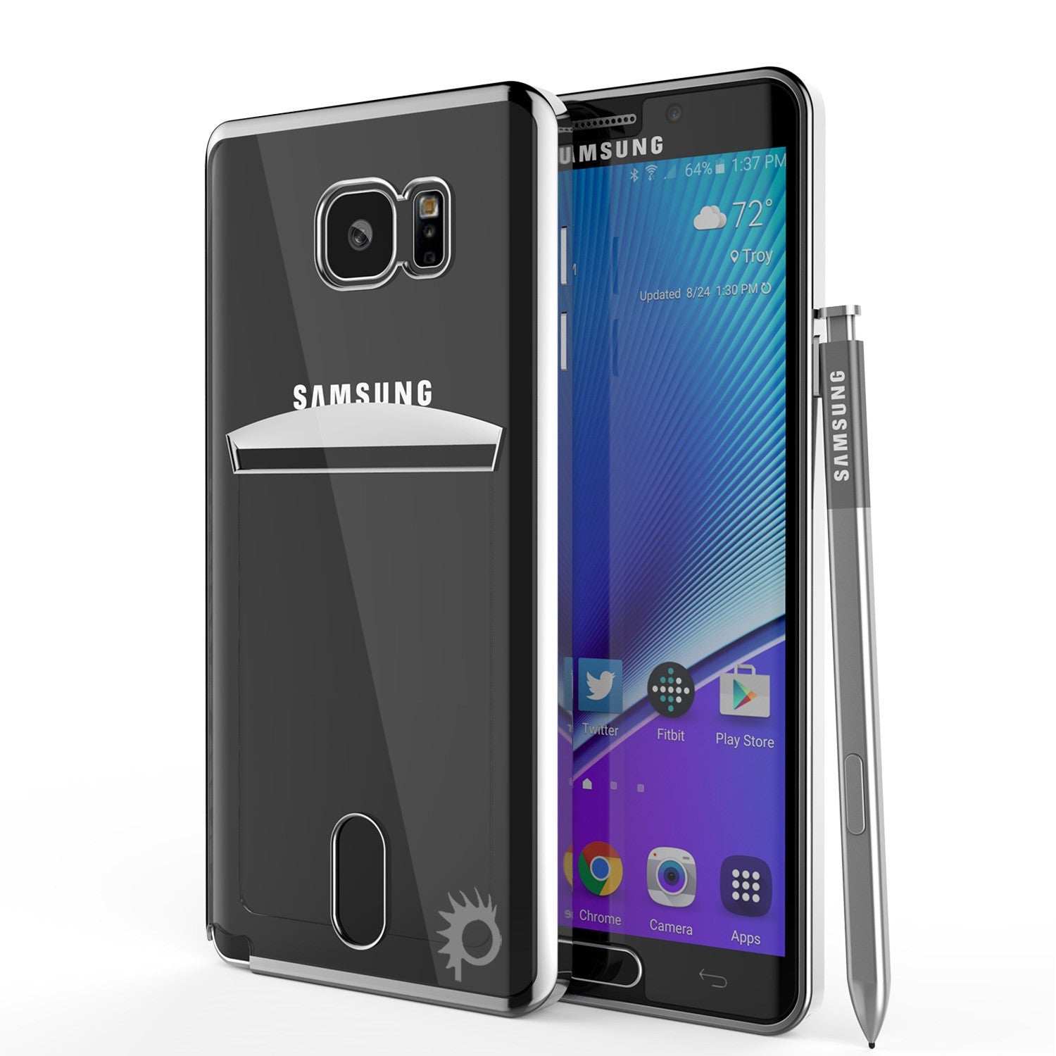 Galaxy Note 5 Case, PUNKCASE® LUCID Silver Series | Card Slot | SHIELD Screen Protector | Ultra fit (Color in image: Rose Gold)