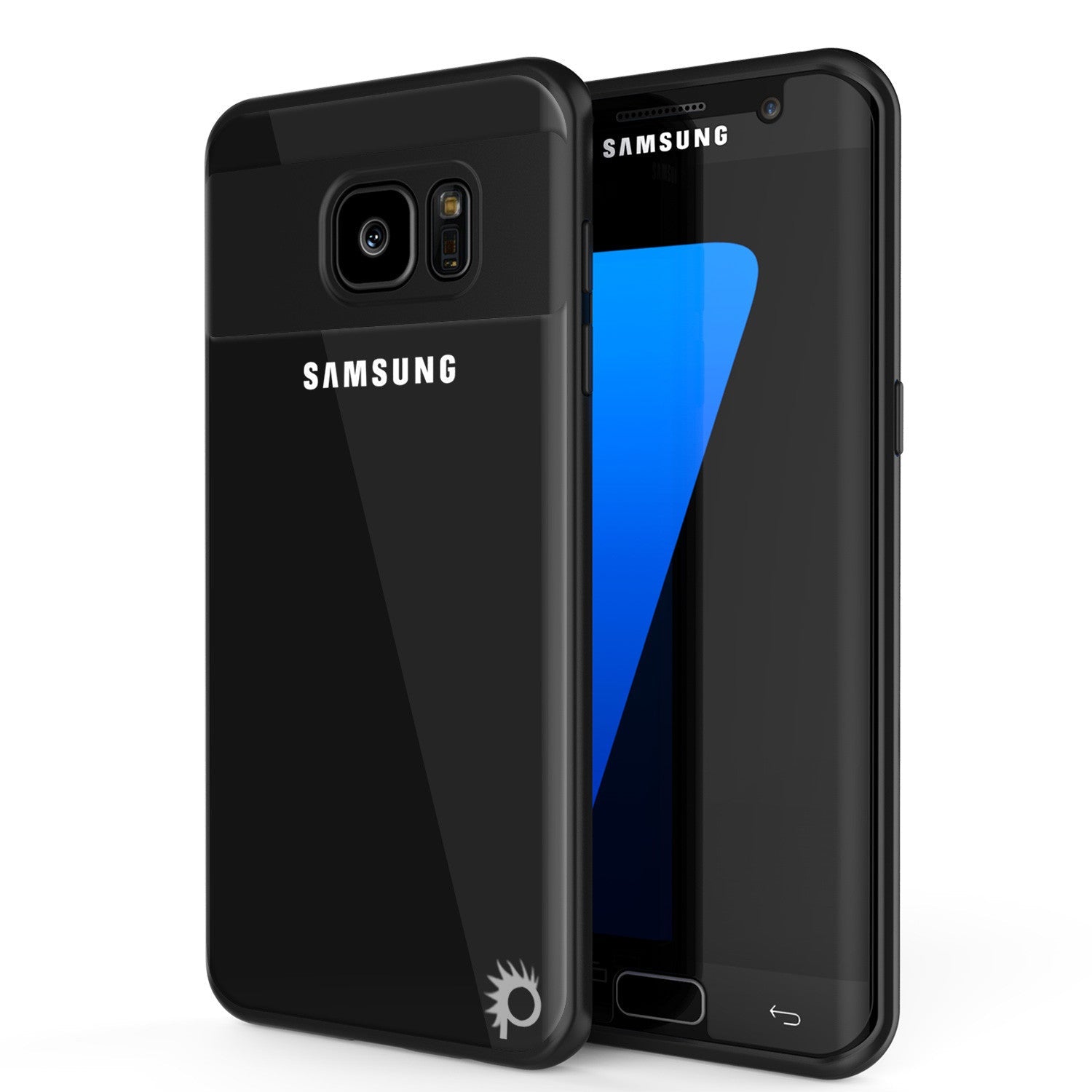 Capa Galaxy S7 Edge [Série MÁSCARA] [PRETO] Capa Híbrida de Duas Camadas TPU de Corpo Inteiro com Protetor de Tela PUNKSHIELD Protetor.