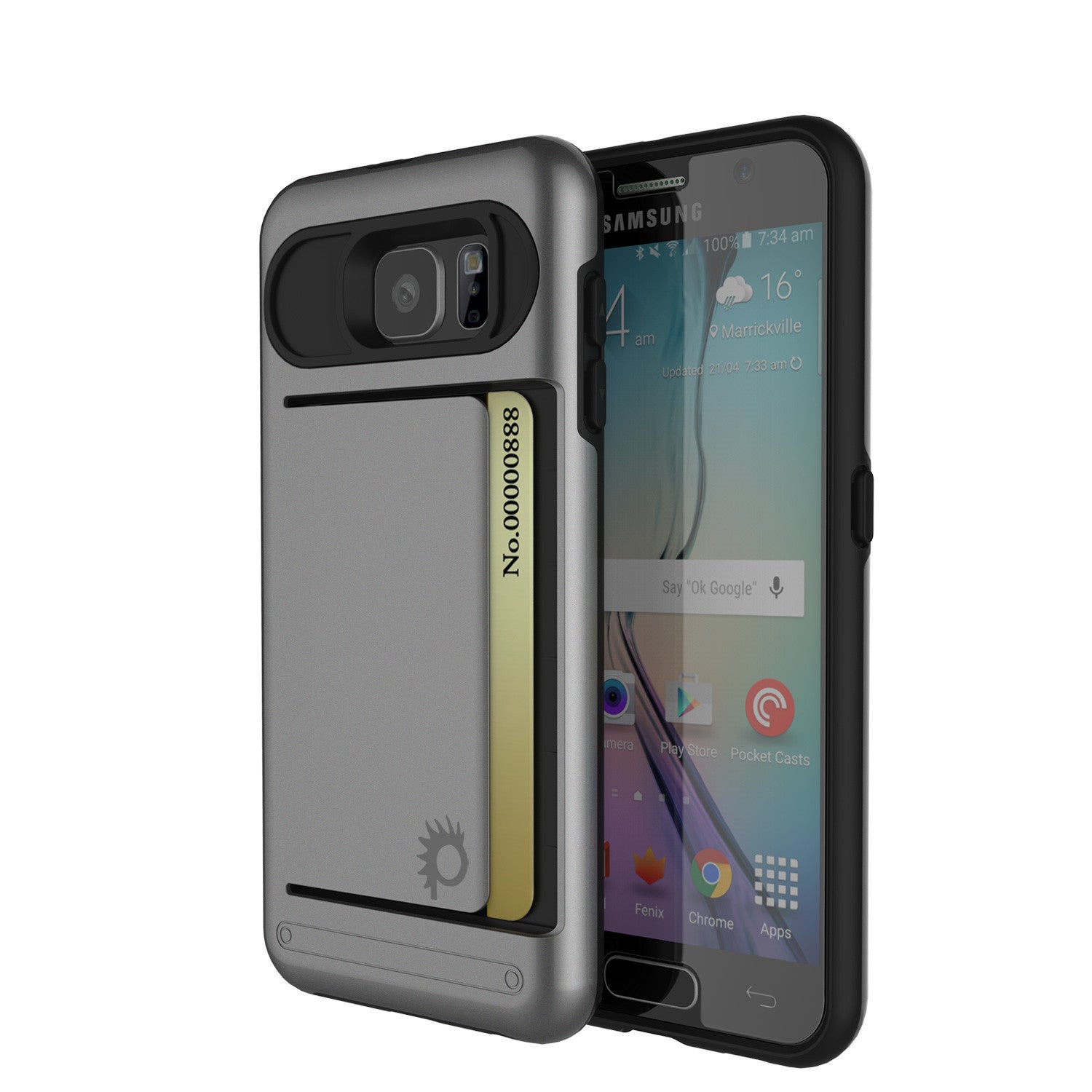 Capa PunkCase Galaxy S6 EDGE Plus CLUTCH Série Cinza Armadura Fina Capa Macia com Protetor de Tela