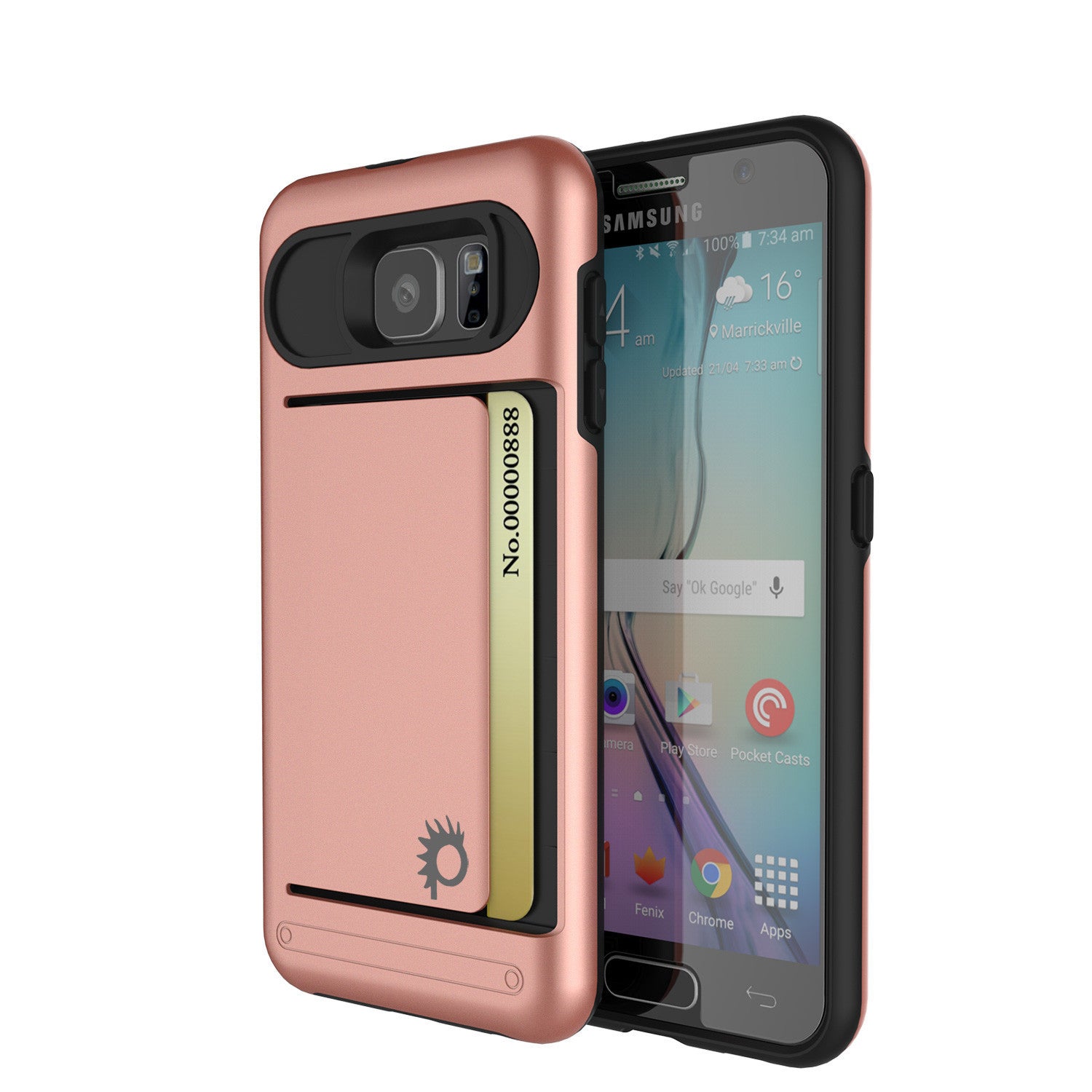 Capa Galaxy S6 EDGE Plus PunkCase CLUTCH Série Rose Gold Slim Armor Cobertura Suave com Protetor de Tela.