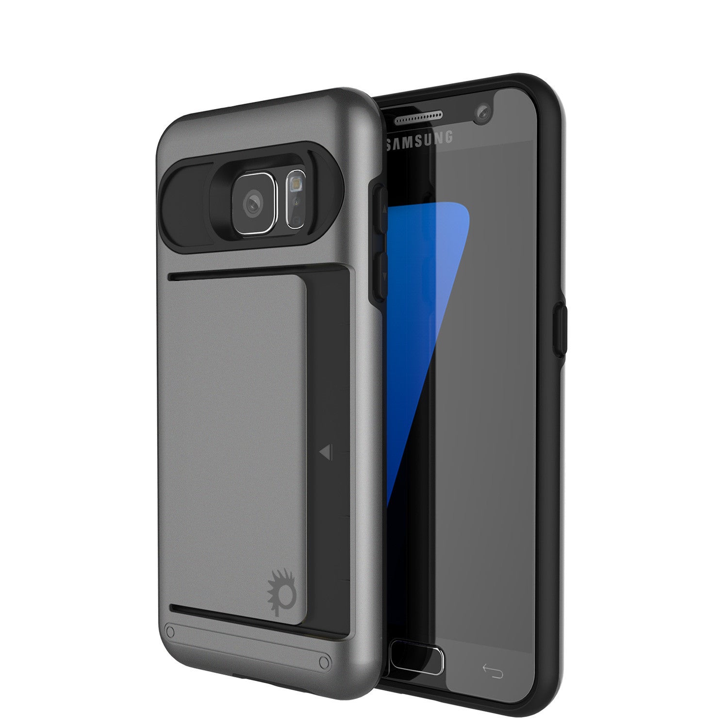 Capa PunkCase CLUTCH Grey Series Slim Armor Soft Cover para Galaxy S7 EDGE com Protetor de Tela.