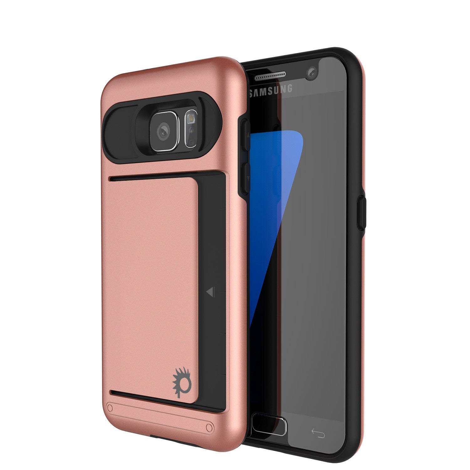 Capa Galaxy s7 PunkCase CLUTCH Série Rose Gold Slim Armor Capa macia com vidro temperado
