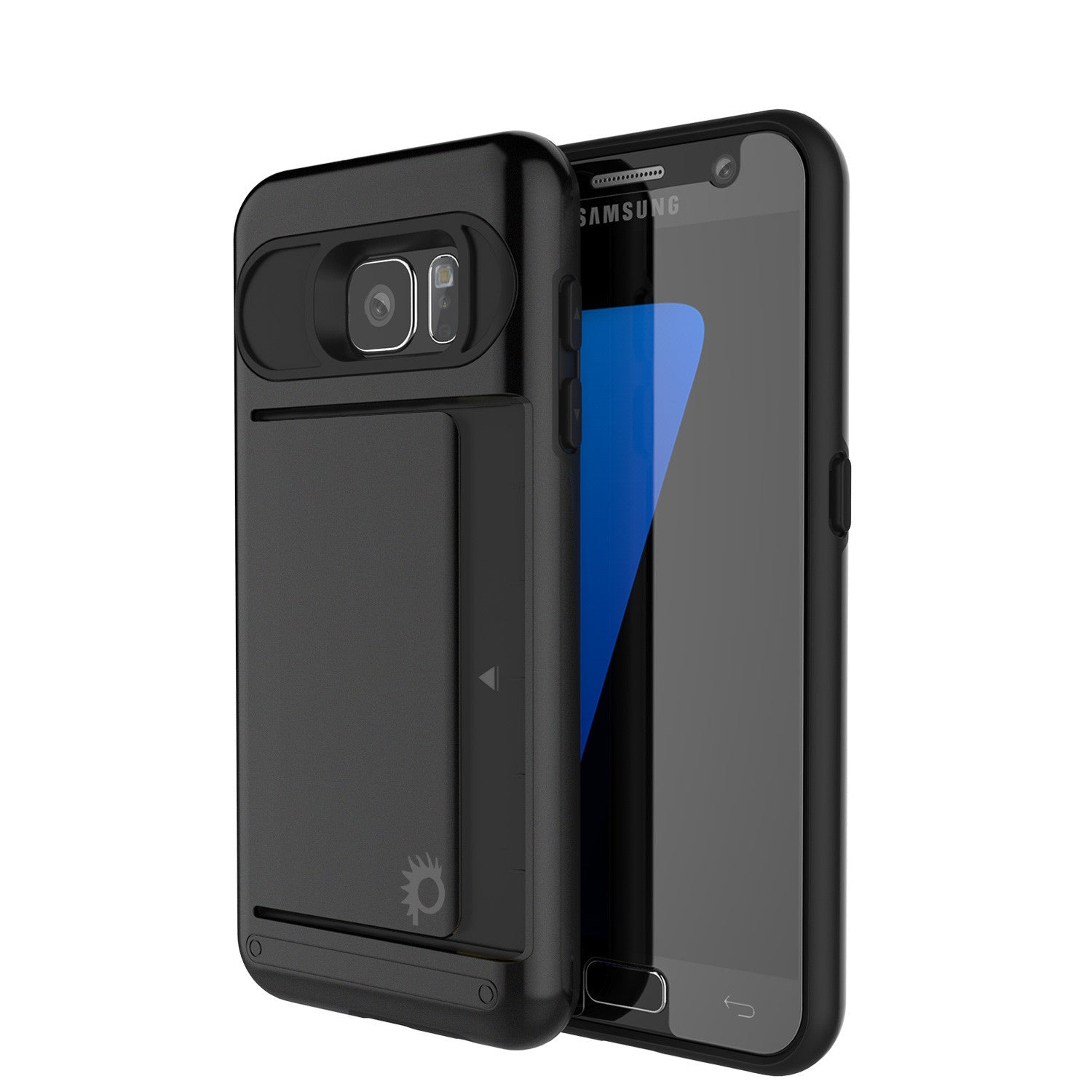 Capa Galaxy S7 PunkCase CLUTCH Série Black Slim Armor Capa Macia com Vidro Temperado