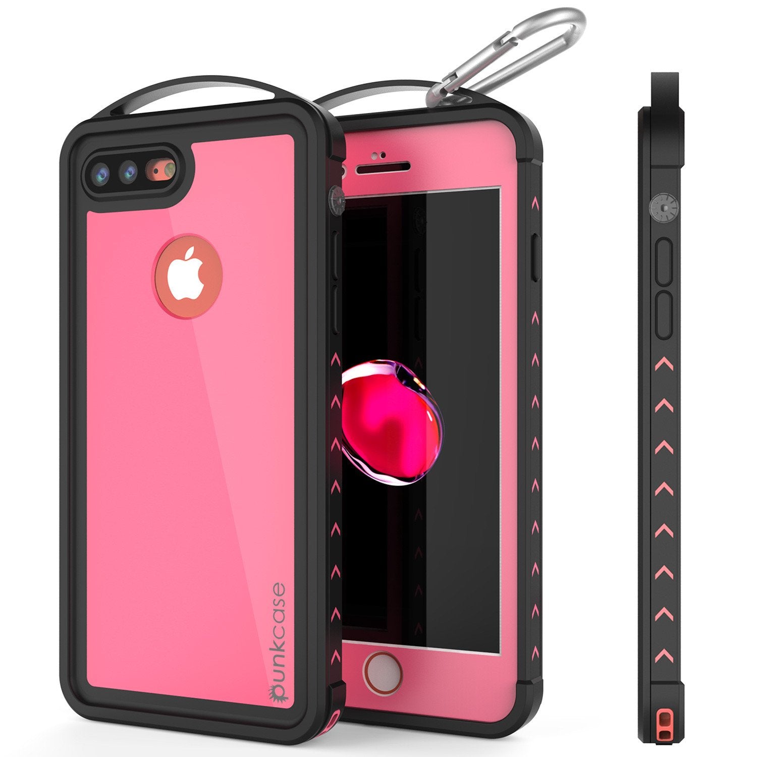 Capa à prova d'água para iPhone 7+ Plus, série Punkcase ALPINE, cor-de-rosa | Cobertura resistente de armadura pesada