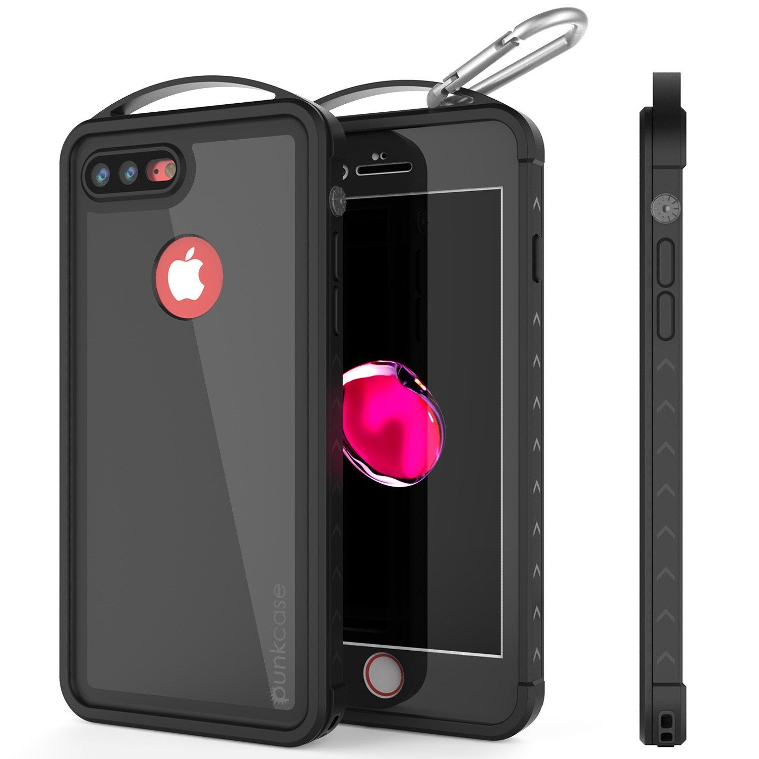 Capa à prova d'água para iPhone 8+ Plus, série Punkcase ALPINE, preta | Capa resistente de armadura pesada