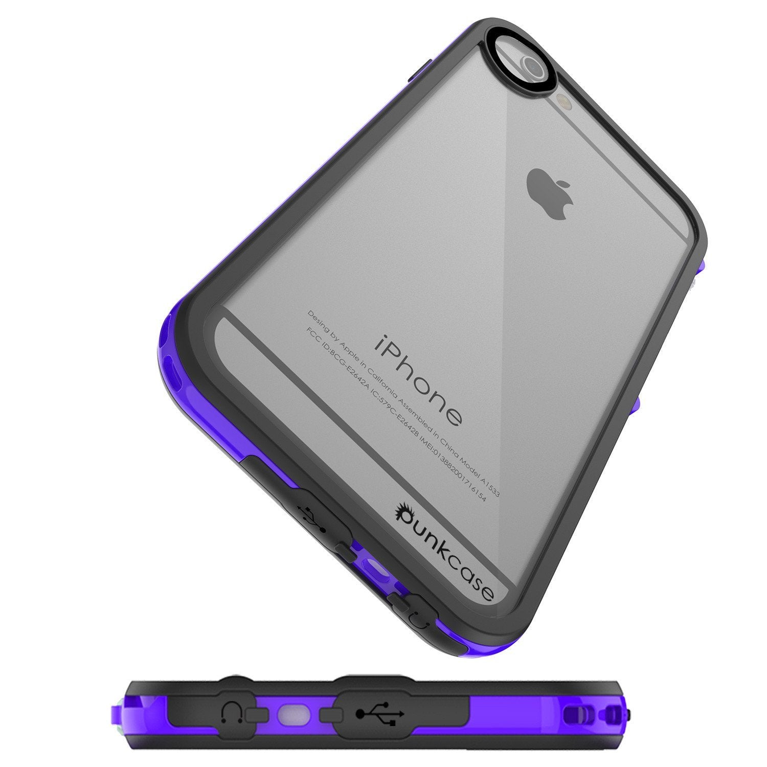 Apple iPhone 8 Waterproof Case, PUNKcase CRYSTAL 2.0 Purple W/ Attached Screen Protector  | Warranty (Color in image: Red)