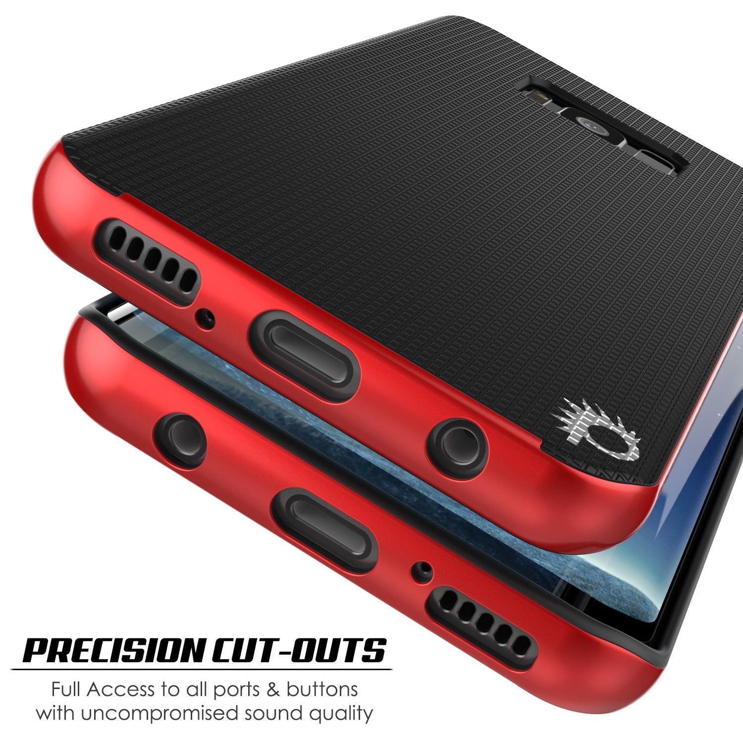 Galaxy S8 PLUS Case, PunkCase [Stealth Series] Hybrid 3-Piece Shockproof Dual Layer Cover [Non-Slip] [Soft TPU + PC Bumper] with PUNKSHIELD Screen Protector for Samsung S8+ [Red] (Color in image: Gold)