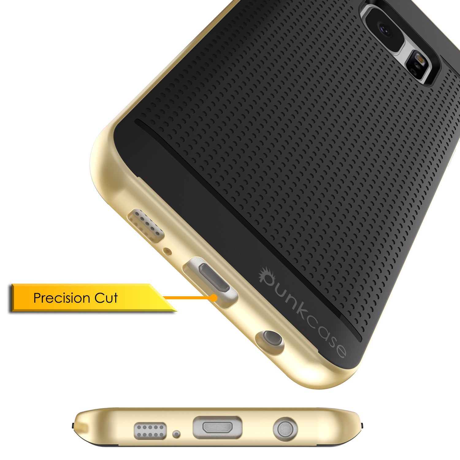 Galaxy S7 Edge Case, PunkCase STEALTH GOLD Series Hybrid 3-Piece Shockproof Dual Layer Cover (Color in image: Grey)