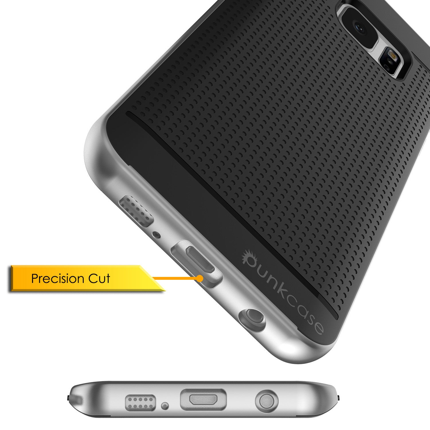 Galaxy S7 Edge Case, PunkCase STEALTH Silver Series Hybrid 3-Piece Shockproof Dual Layer Cover (Color in image: Navy Blue)