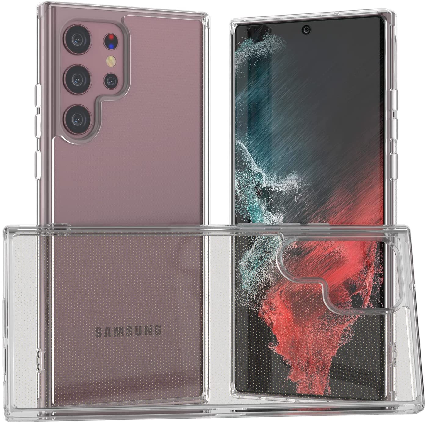Capa Punkcase para Galaxy S23 Ultra [Série Lucid 2.0] [Ajuste Slim] [Costas Transparentes] com Protetor de Tela PunkShield
