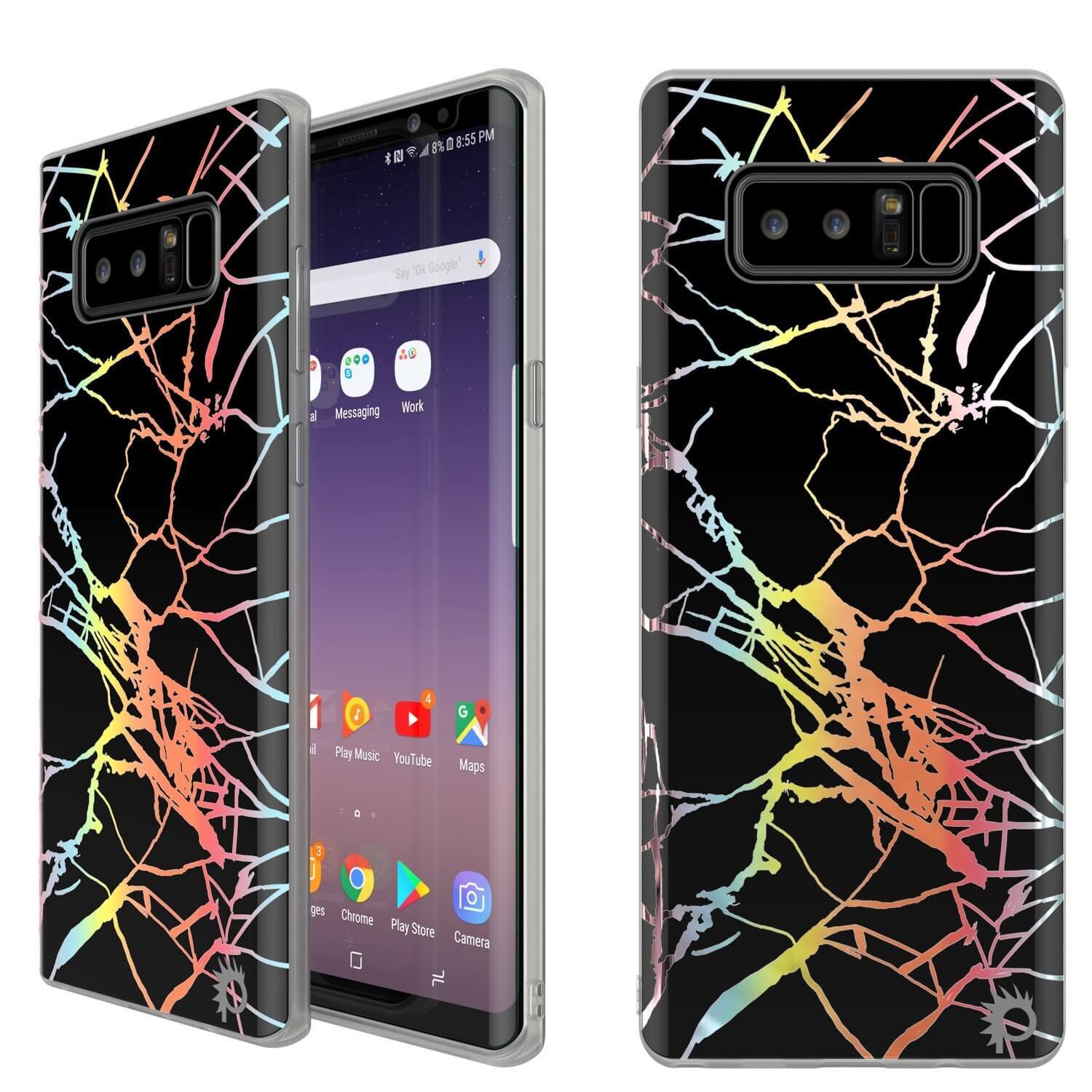 Capa de mármore Punkcase Galaxy Note 8, Protetor de corpo inteiro com protetor de tela PunkShield (Mirage preto)