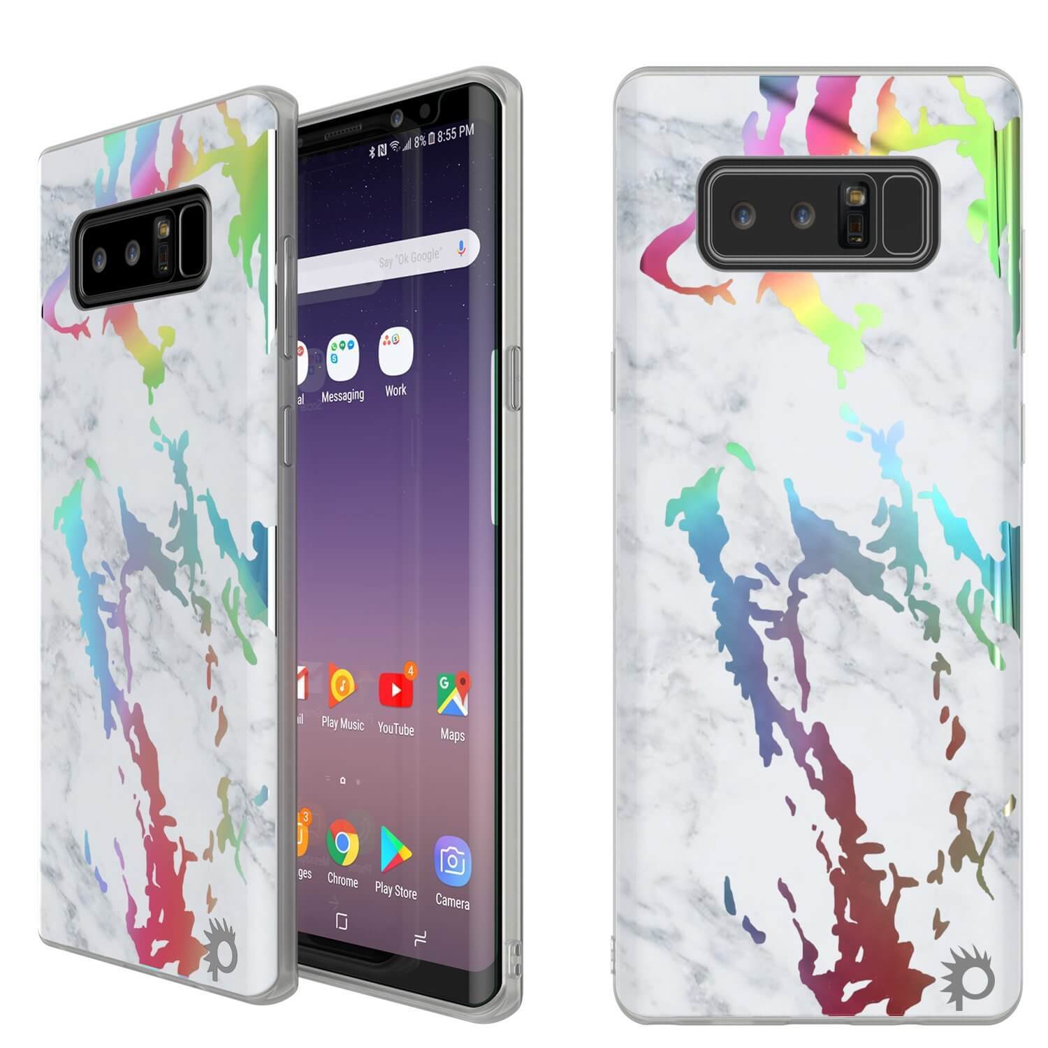 Capa Punkcase Galaxy Note 8 de mármore, cobertura protetora de corpo inteiro com protetor de tela PunkShield (Blanco Marmo)