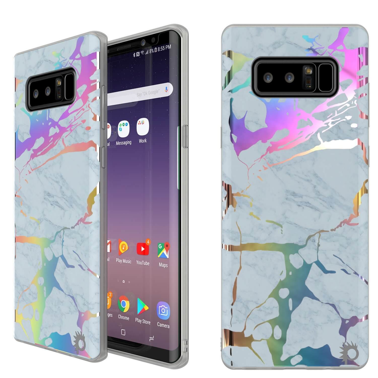 Capa Punkcase Galaxy Note 8 Marble, Cobertura Protetora de Corpo Inteiro c/Protetor de Tela PunkShield (Azul Marmo)
