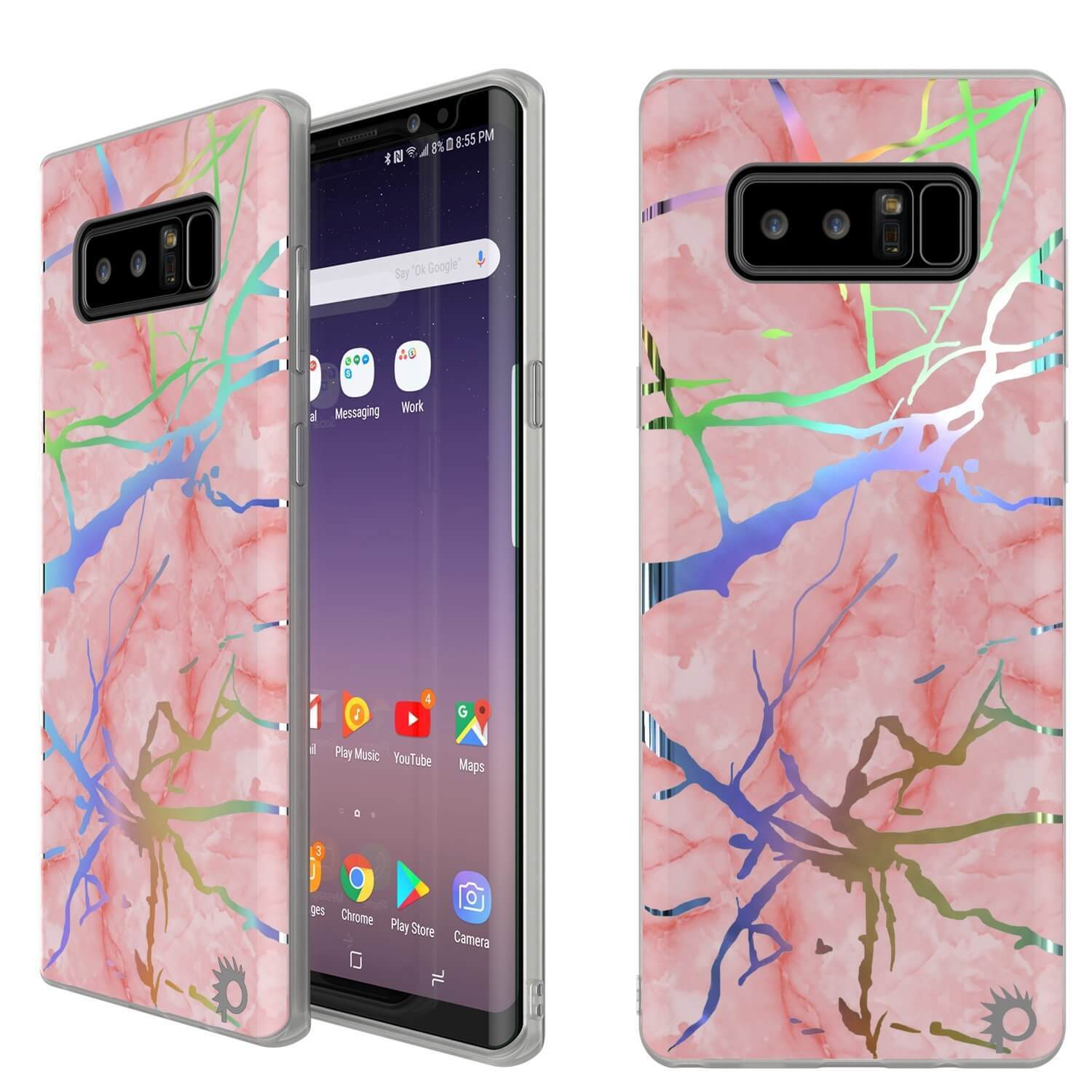 Capa de mármore Punkcase Galaxy Note 8, cobertura de corpo inteiro protetora com Protetor de tela PunkShield (Miragem de Rosa)