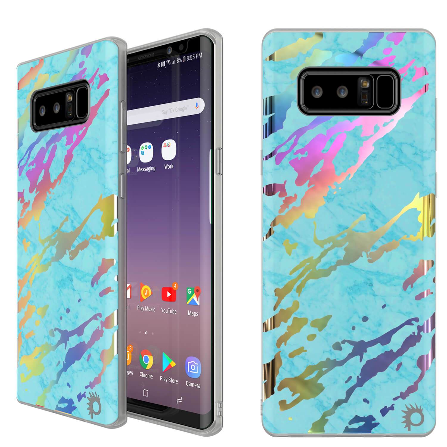 Capa de mármore Punkcase Galaxy Note 8, cobertura completa protetora do corpo com Protetor de Tela PunkShield (Teal Ônix)