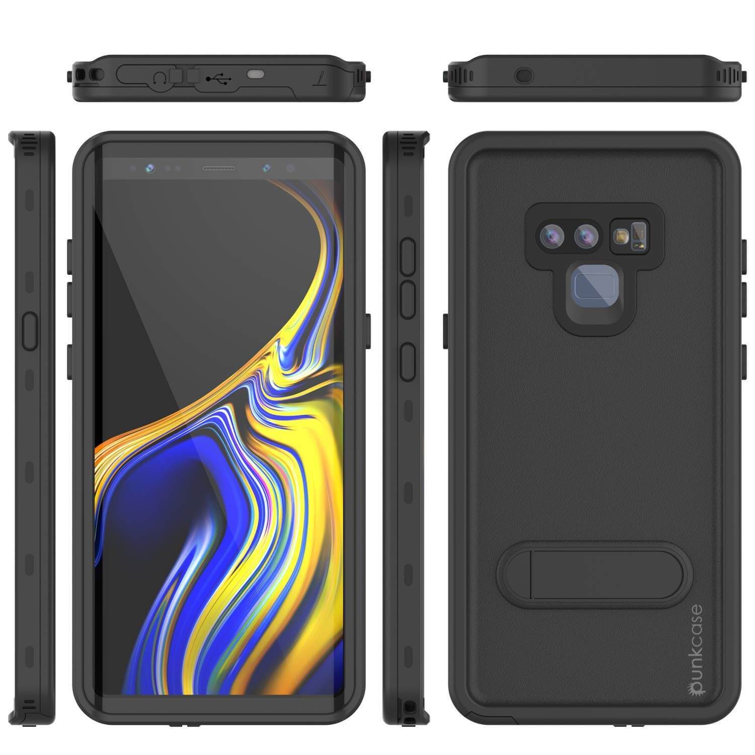PunkCase Galaxy Note 9 Waterproof Case, [KickStud Series] Armor Cover [Black] (Color in image: Red)