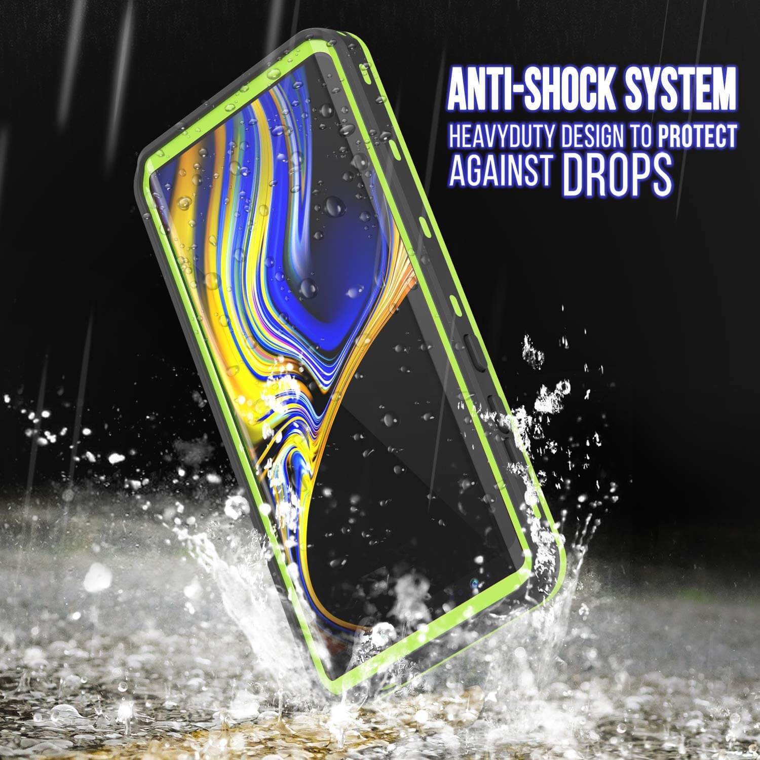 PunkCase Galaxy Note 9 Waterproof Case, [KickStud Series] Armor Cover [Light-Green] (Color in image: Pink)