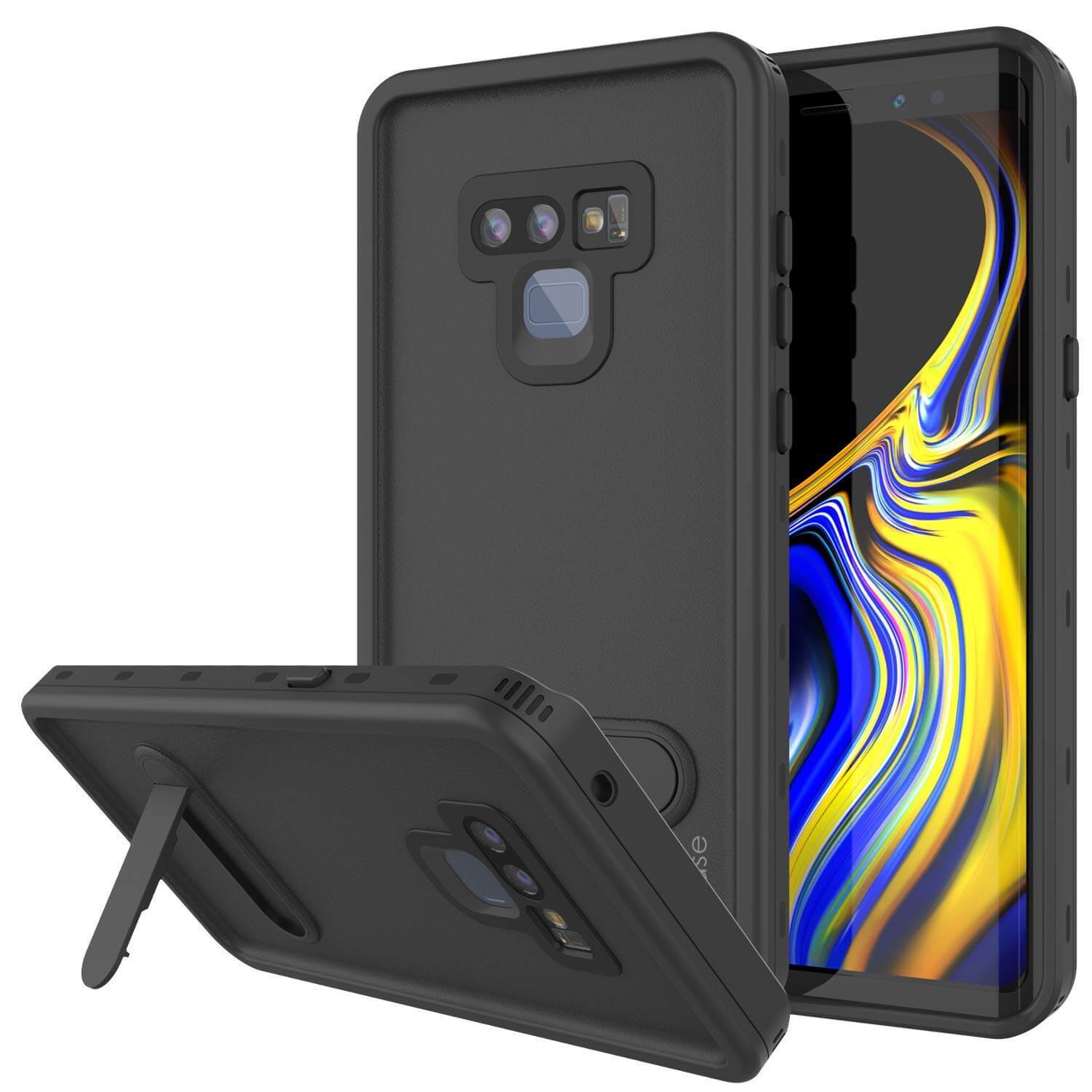 PunkCase Galaxy Note 9 Waterproof Case, [KickStud Series] Armor Cover [Black] (Color in image: Black)