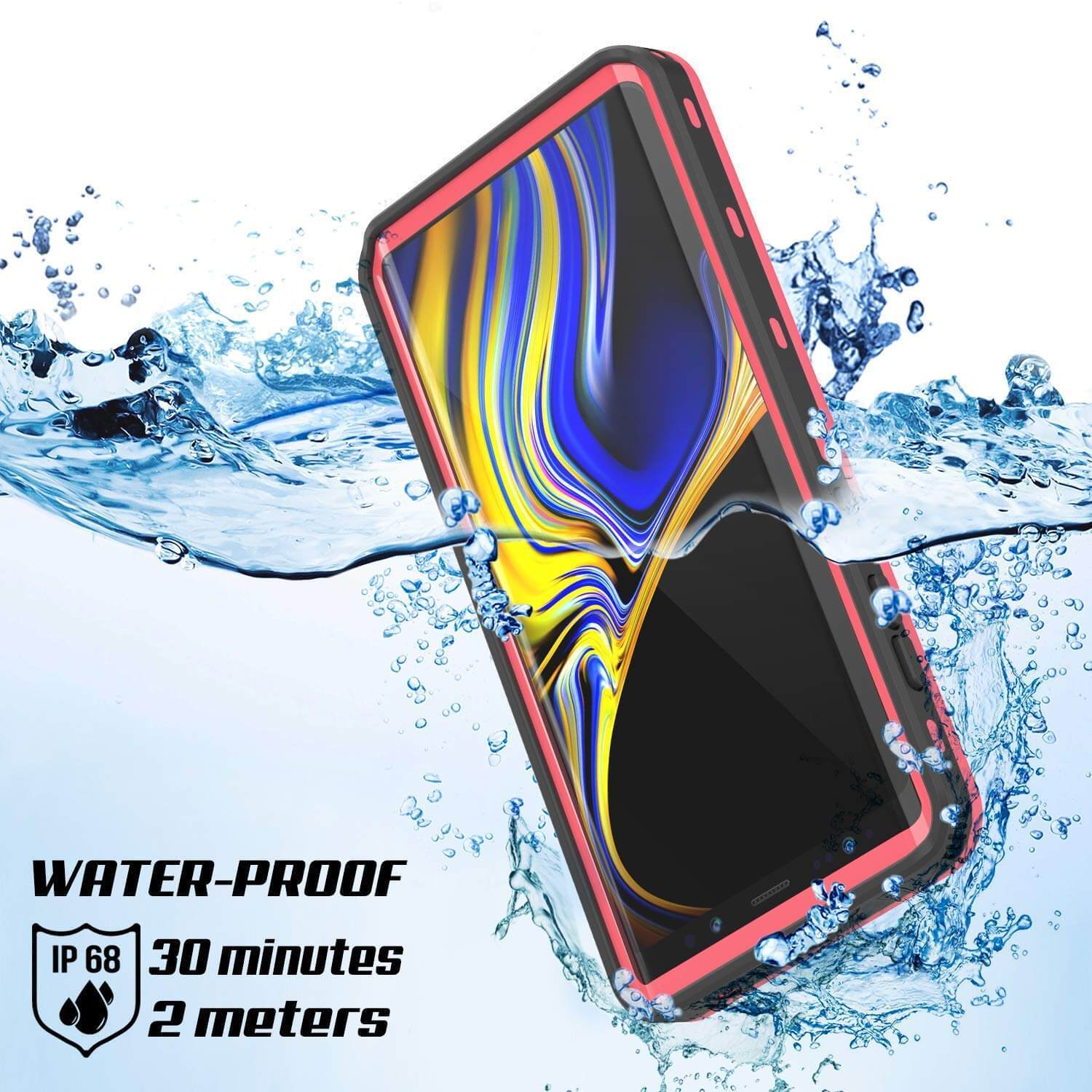 PunkCase Galaxy Note 9 Waterproof Case, [KickStud Series] Armor Cover [Pink] (Color in image: Light Blue)