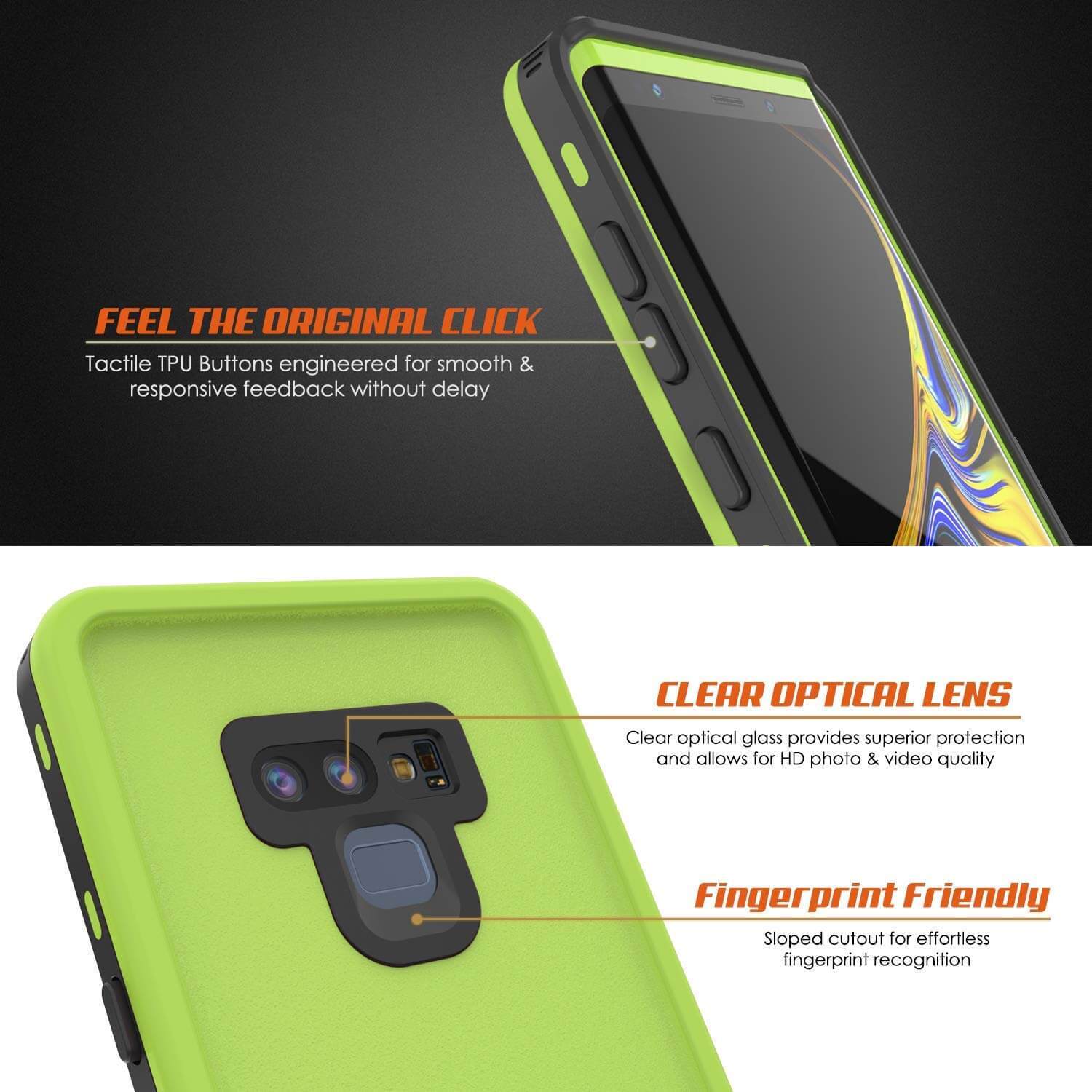 PunkCase Galaxy Note 9 Waterproof Case, [KickStud Series] Armor Cover [Light-Green] (Color in image: White)