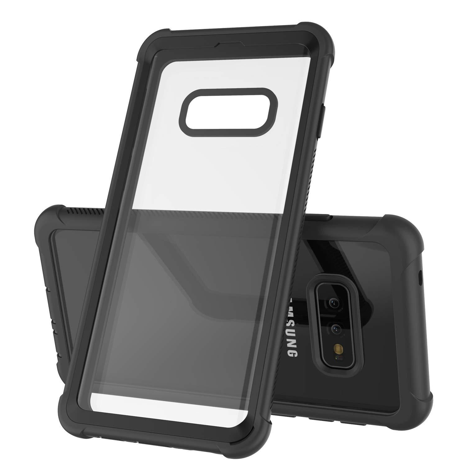 PunkCase Galaxy S10e Case, [Spartan Series] Clear Rugged Heavy Duty Cover W/Built in Screen Protector [Black] (Color in image: red)