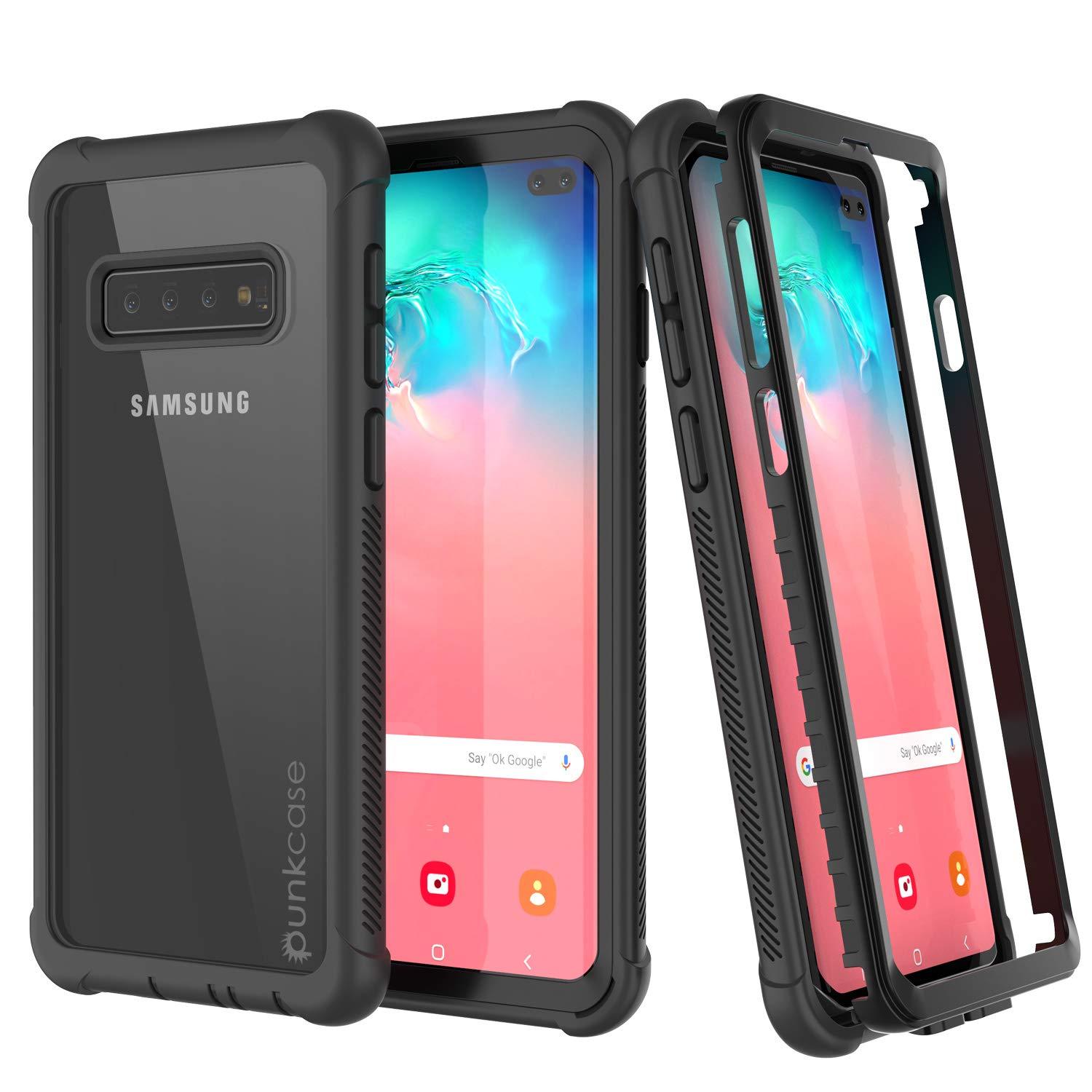Capa PunkCase para Galaxy S10 Plus, Série Spartan, Capa Resistente e Resistente com Protetor de Tela Embutido (Preto)