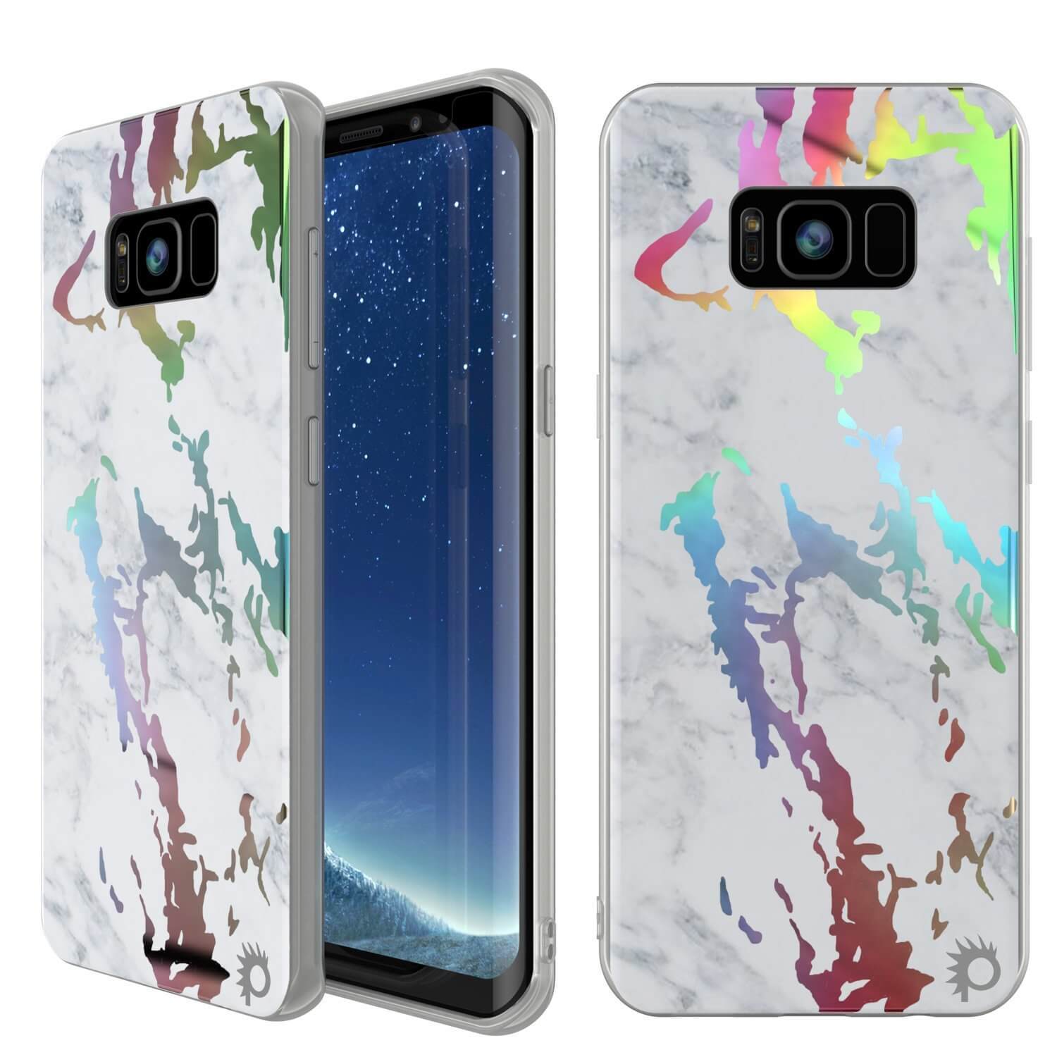 Capa de mármore Punkcase Galaxy S8+ PLUS, cobertura de corpo inteiro protetora com protetor de tela PunkShield (Blanco Marmo)