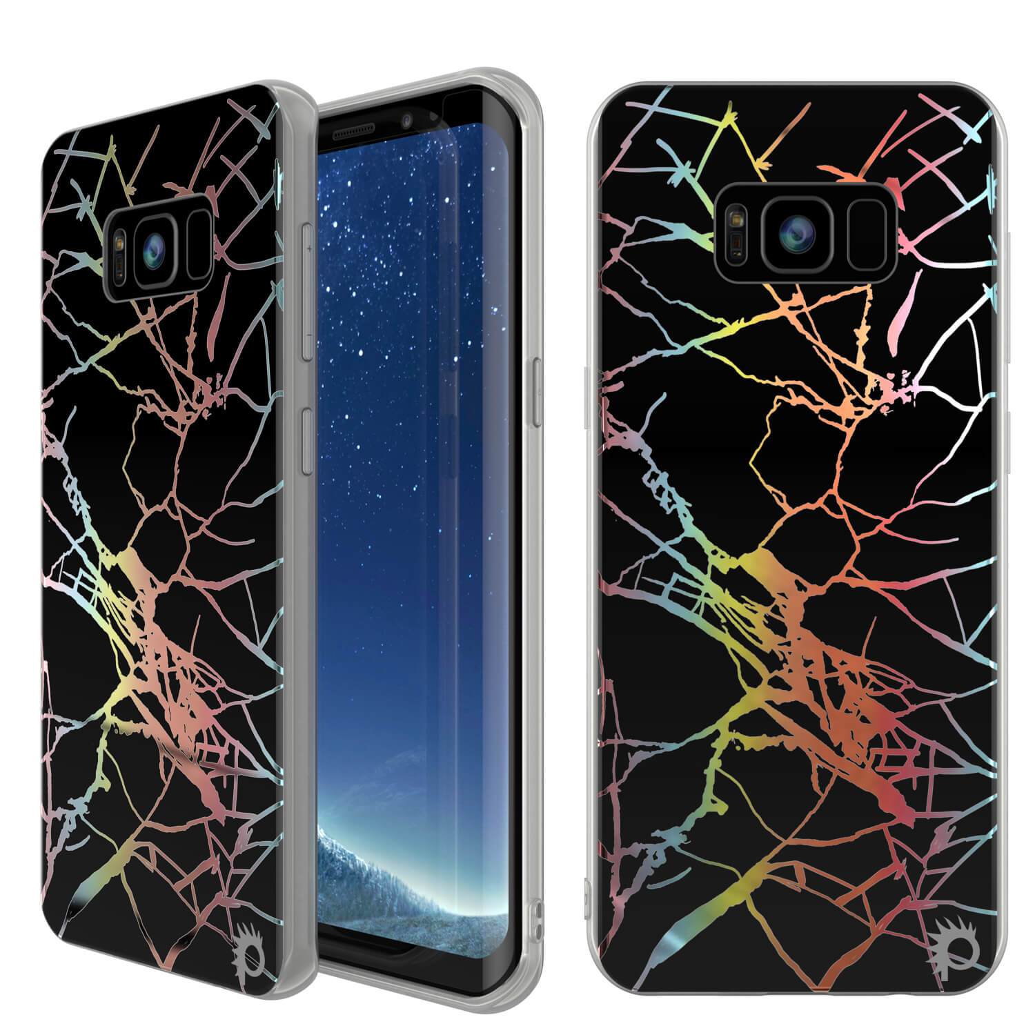 Capa de mármore Punkcase Galaxy S8+ PLUS, Cobertura Protetora de Corpo Inteiro com Protetor de Tela PunkShield (Miragem Preta)