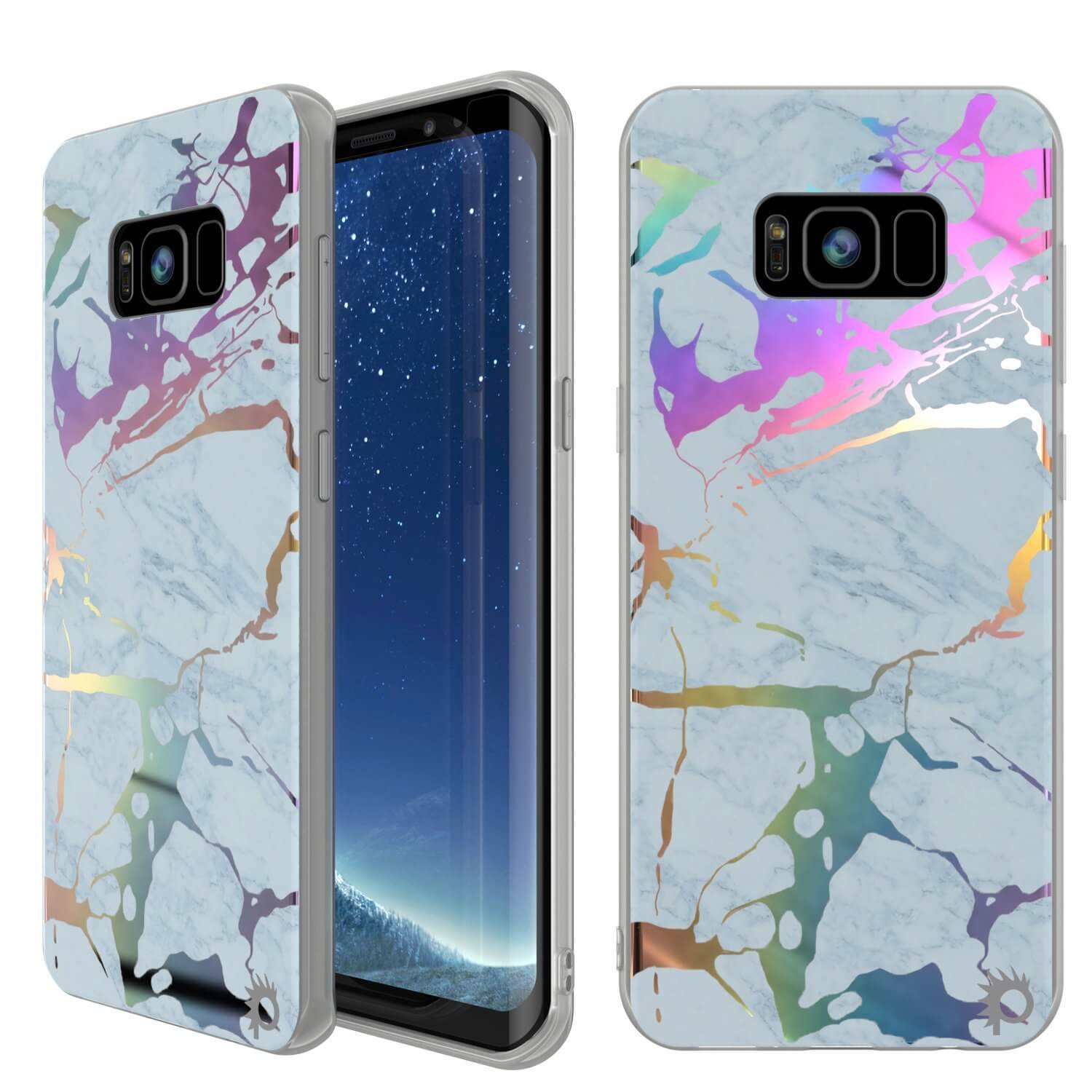 Capa Punkcase Galaxy S8+ PLUS Mármore, Cobertura Total Protetora com Protetor de Tela PunkShield (Azul Mármore)